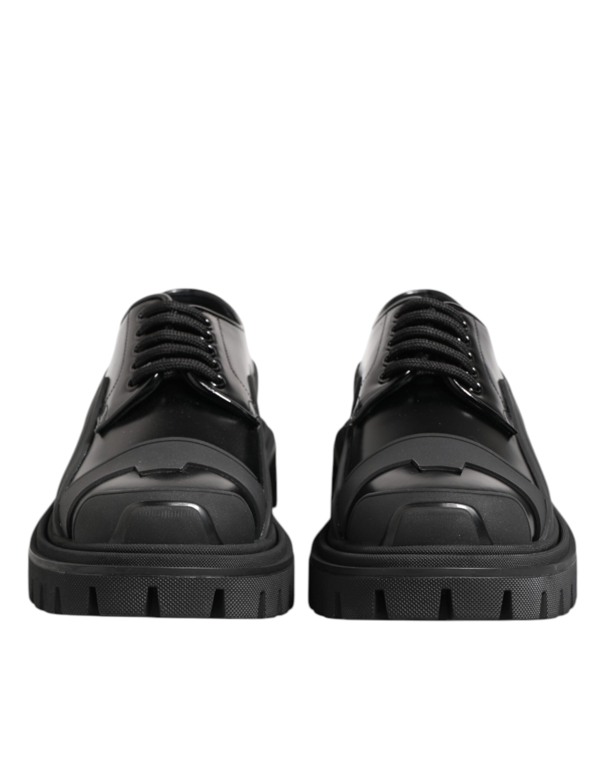 Dolce & Gabbana Black Patent Leather Trekking Derby Shoes Dolce & Gabbana