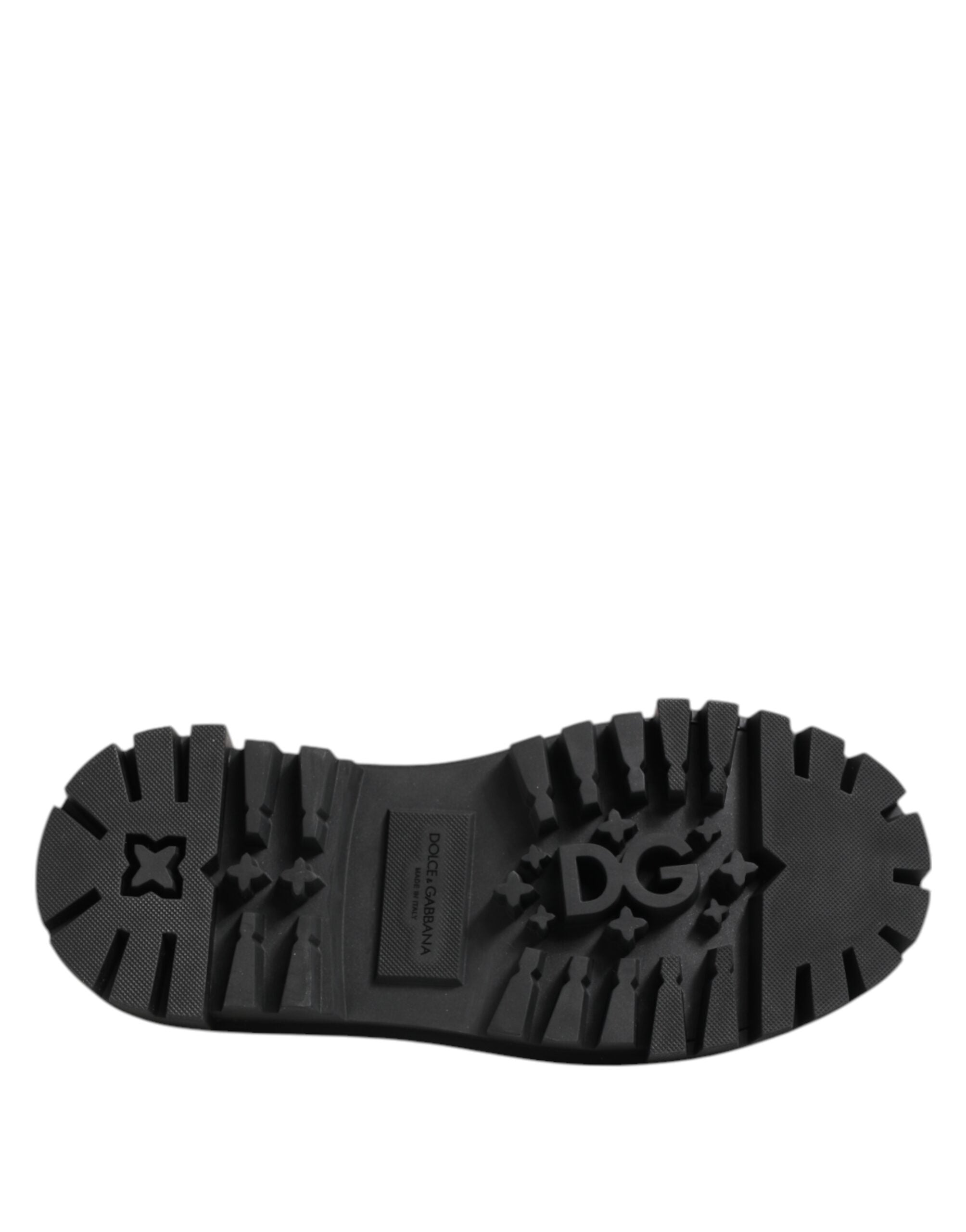 Dolce & Gabbana Black Patent Leather Trekking Derby Shoes Dolce & Gabbana