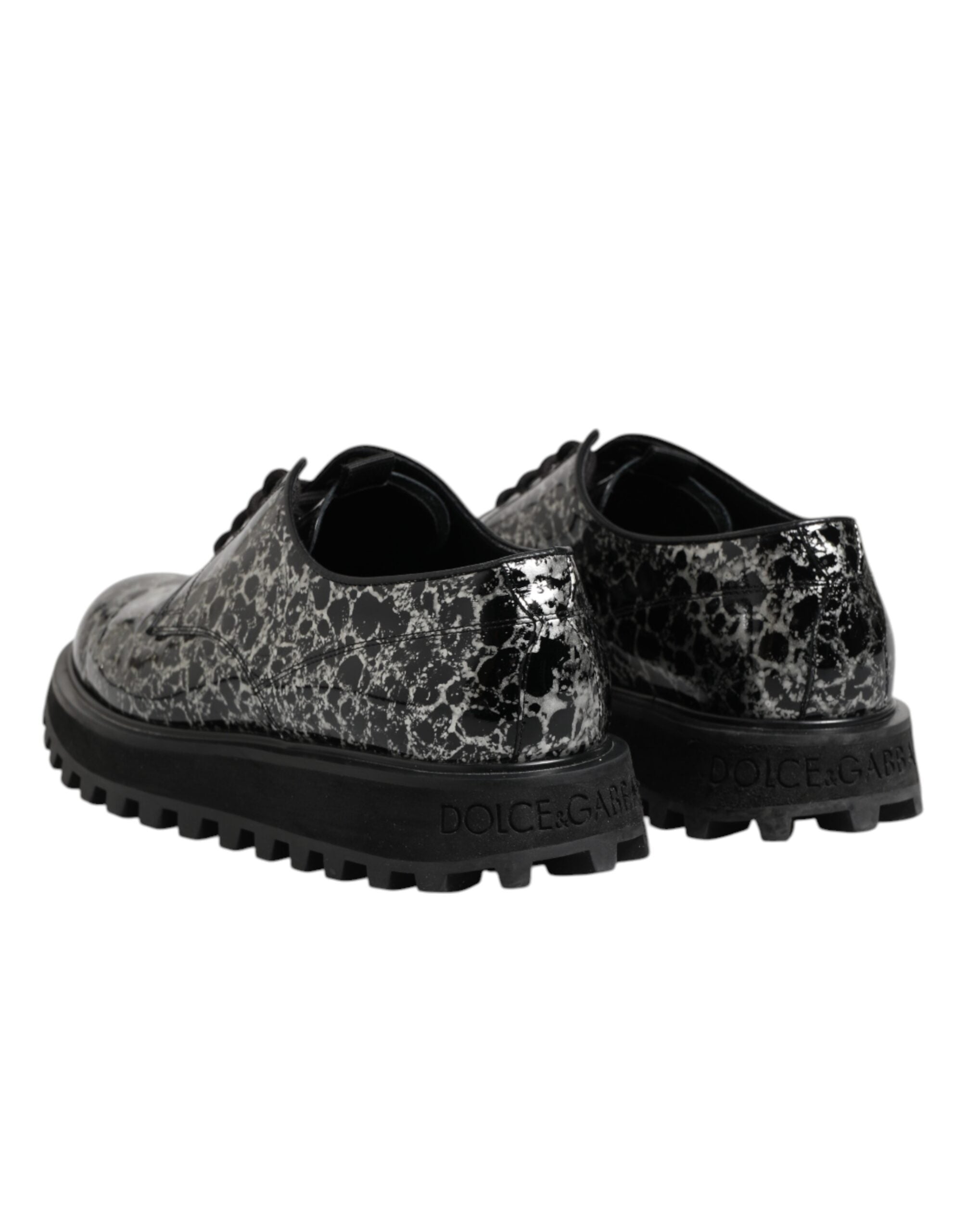 Dolce & Gabbana Black White Calfskin Chunky Derby Shoes Dolce & Gabbana