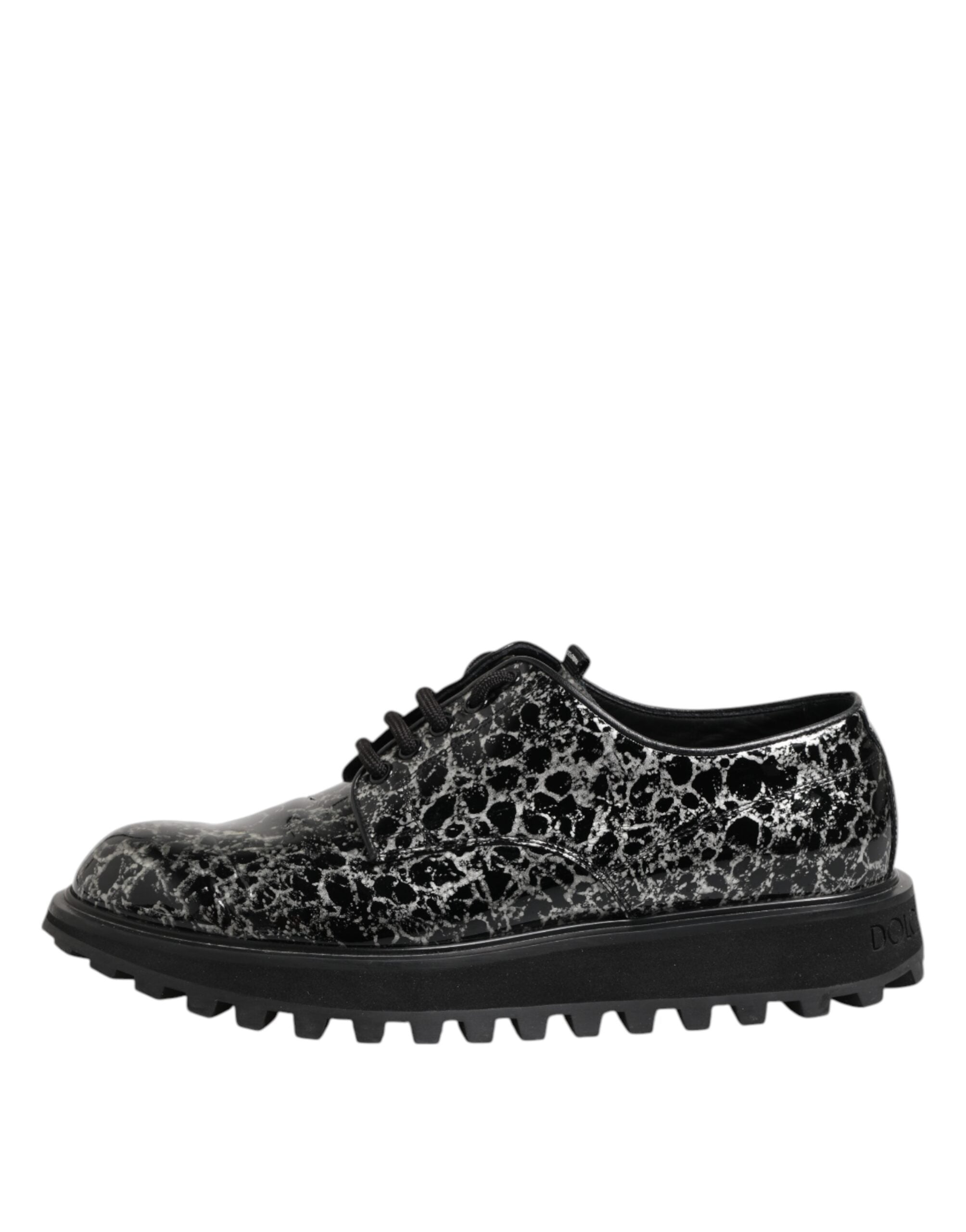Dolce & Gabbana Black White Calfskin Chunky Derby Shoes Dolce & Gabbana