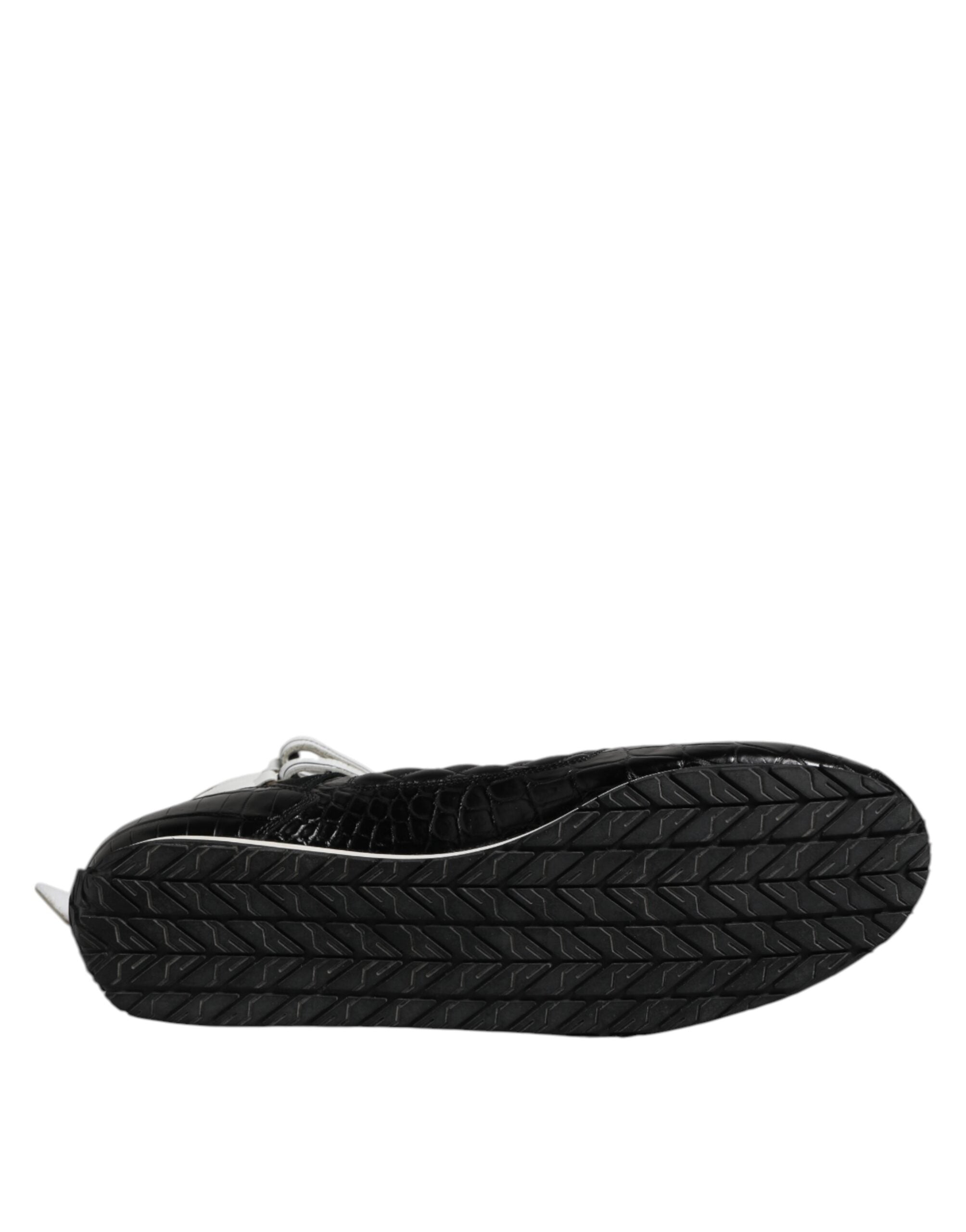 Dolce & Gabbana Black Quilted Leather Lace Up Sneakers Shoes Dolce & Gabbana