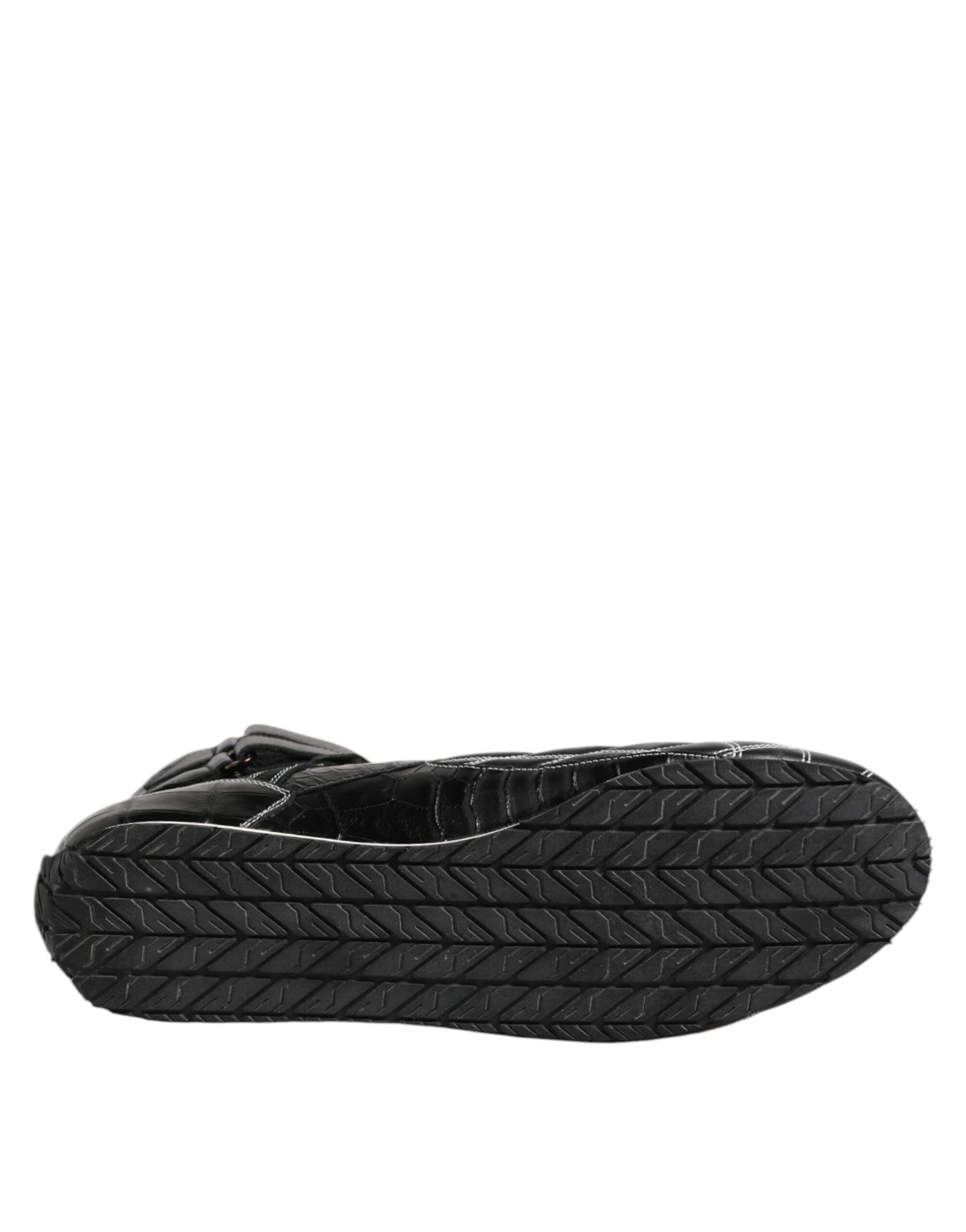 Dolce & Gabbana Black Quilted Leather Lace Up Sneakers Shoes Dolce & Gabbana