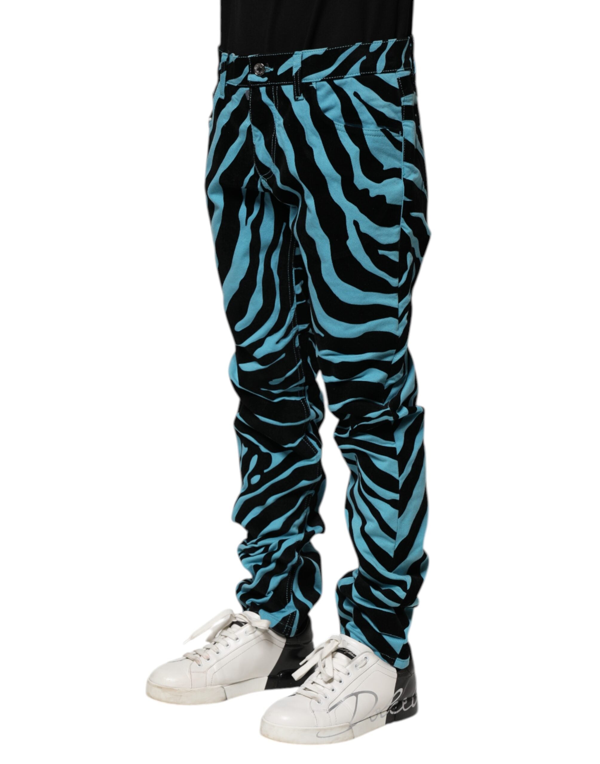 Dolce & Gabbana Blue Black Stripes Skinny Denim Jeans Dolce & Gabbana