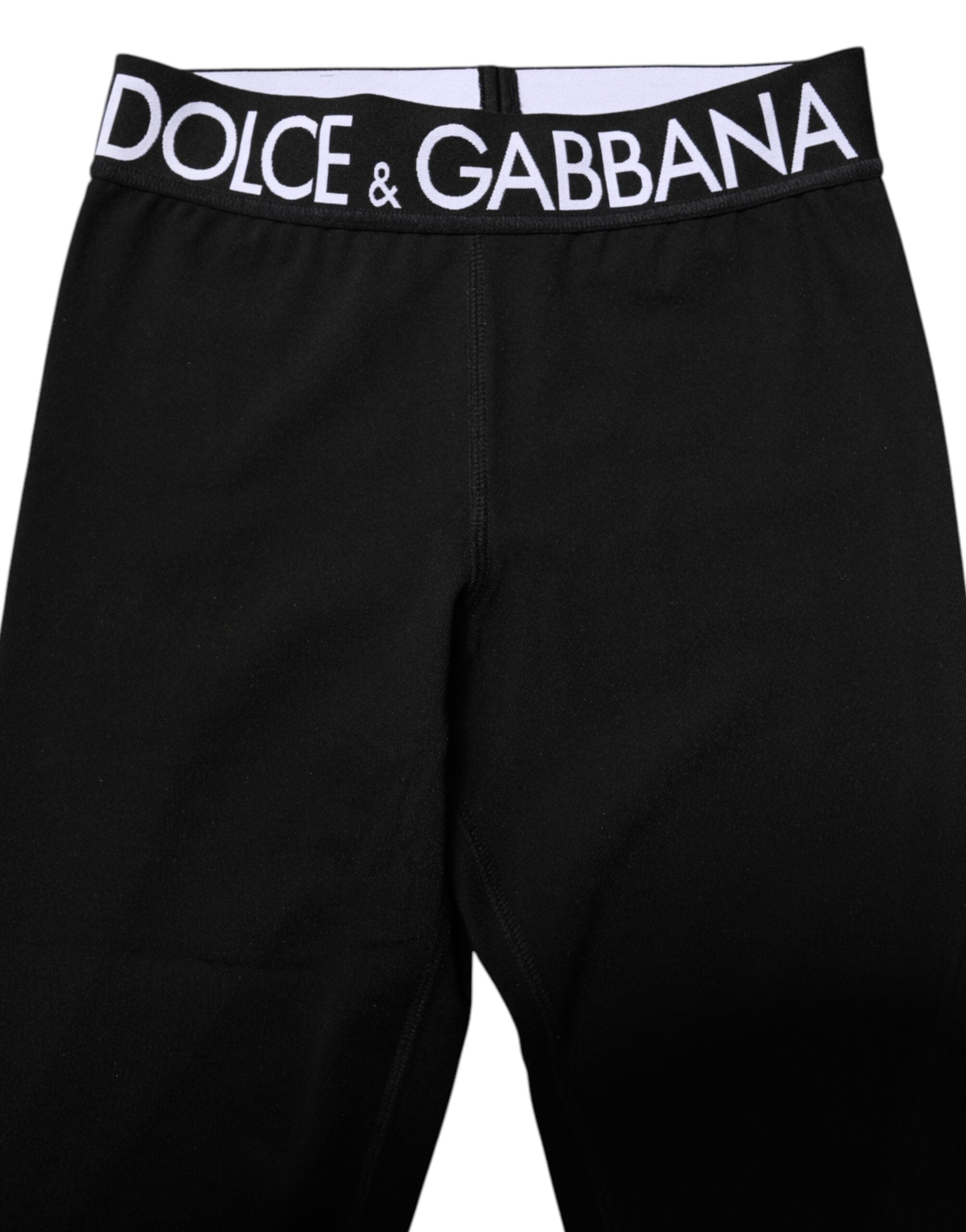 Dolce & Gabbana Black Silver Nylon Skinny Men Leggings Pants Dolce & Gabbana