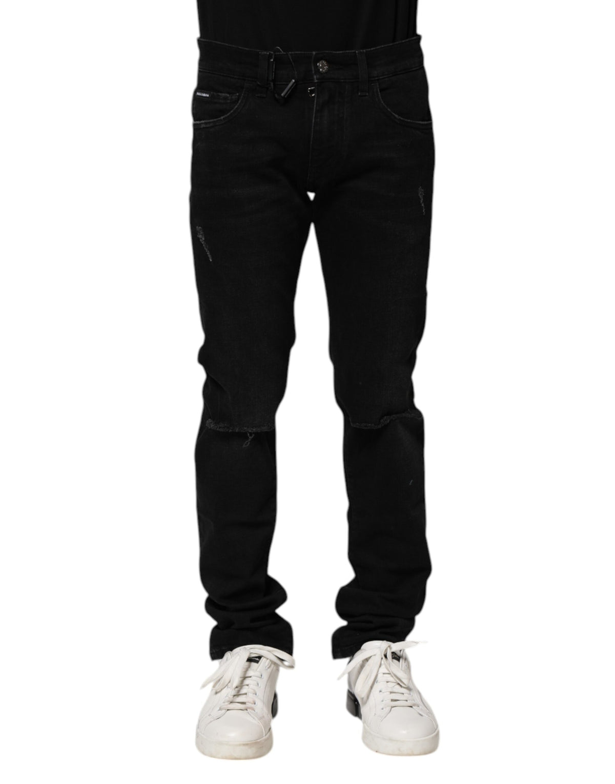Dolce & Gabbana Black Cotton Skinny Men Denim Jeans