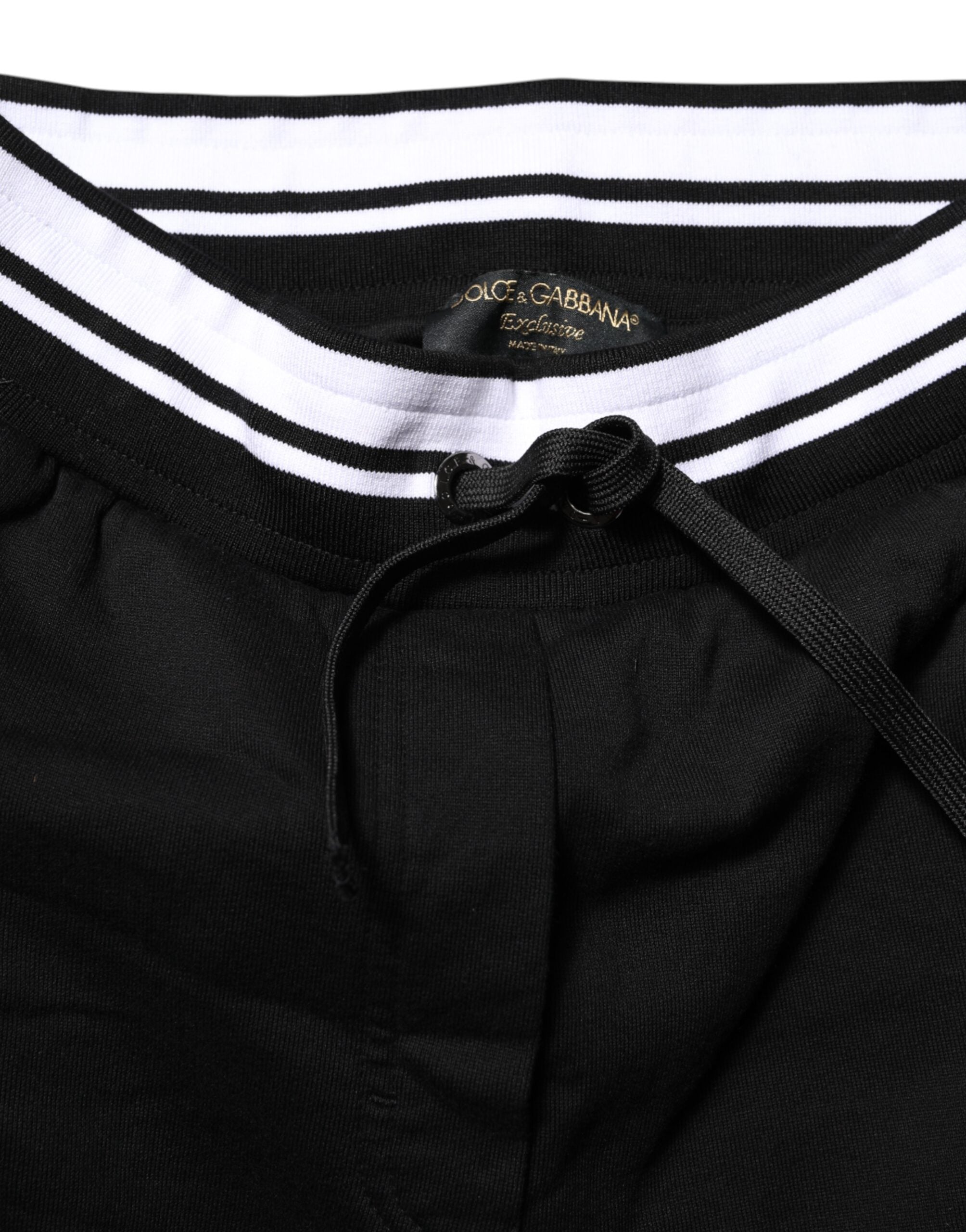 Dolce & Gabbana Black Cotton Mid Waist Jogger Pants Dolce & Gabbana