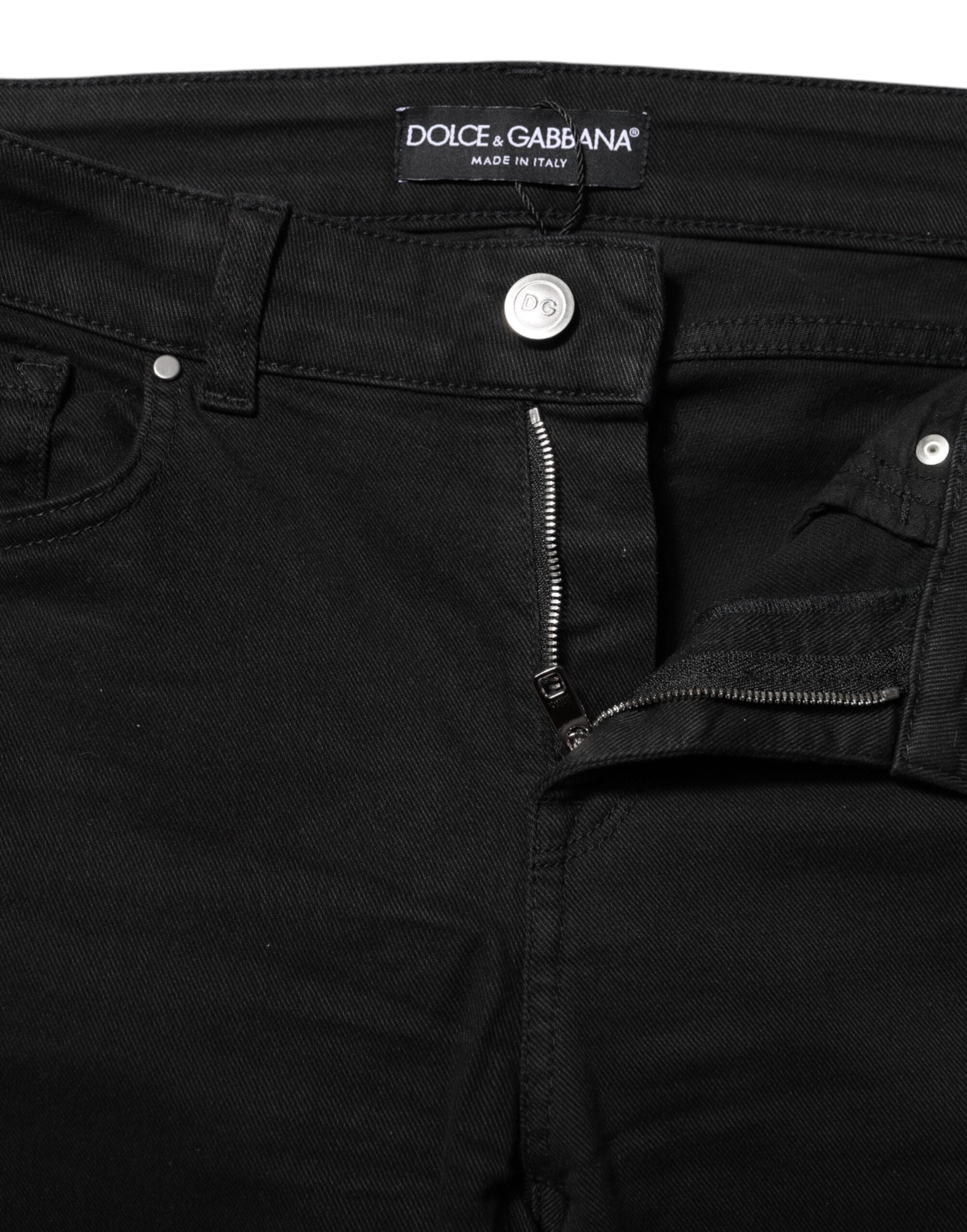 Dolce & Gabbana Black Cotton Skinny Mid Waisted Denim Jeans Dolce & Gabbana