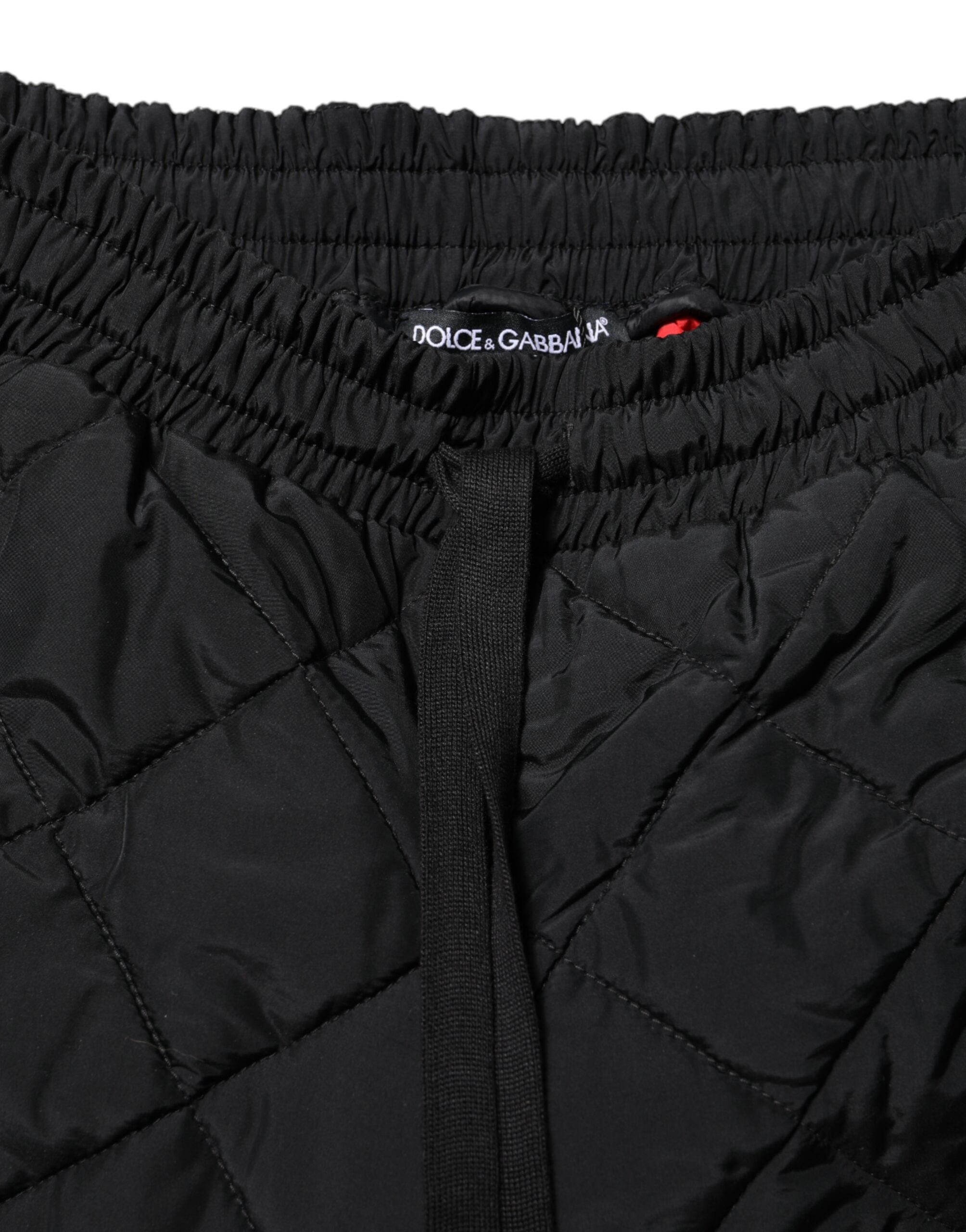 Dolce & Gabbana Black Quilted Mid Waist Jogger Pants Dolce & Gabbana