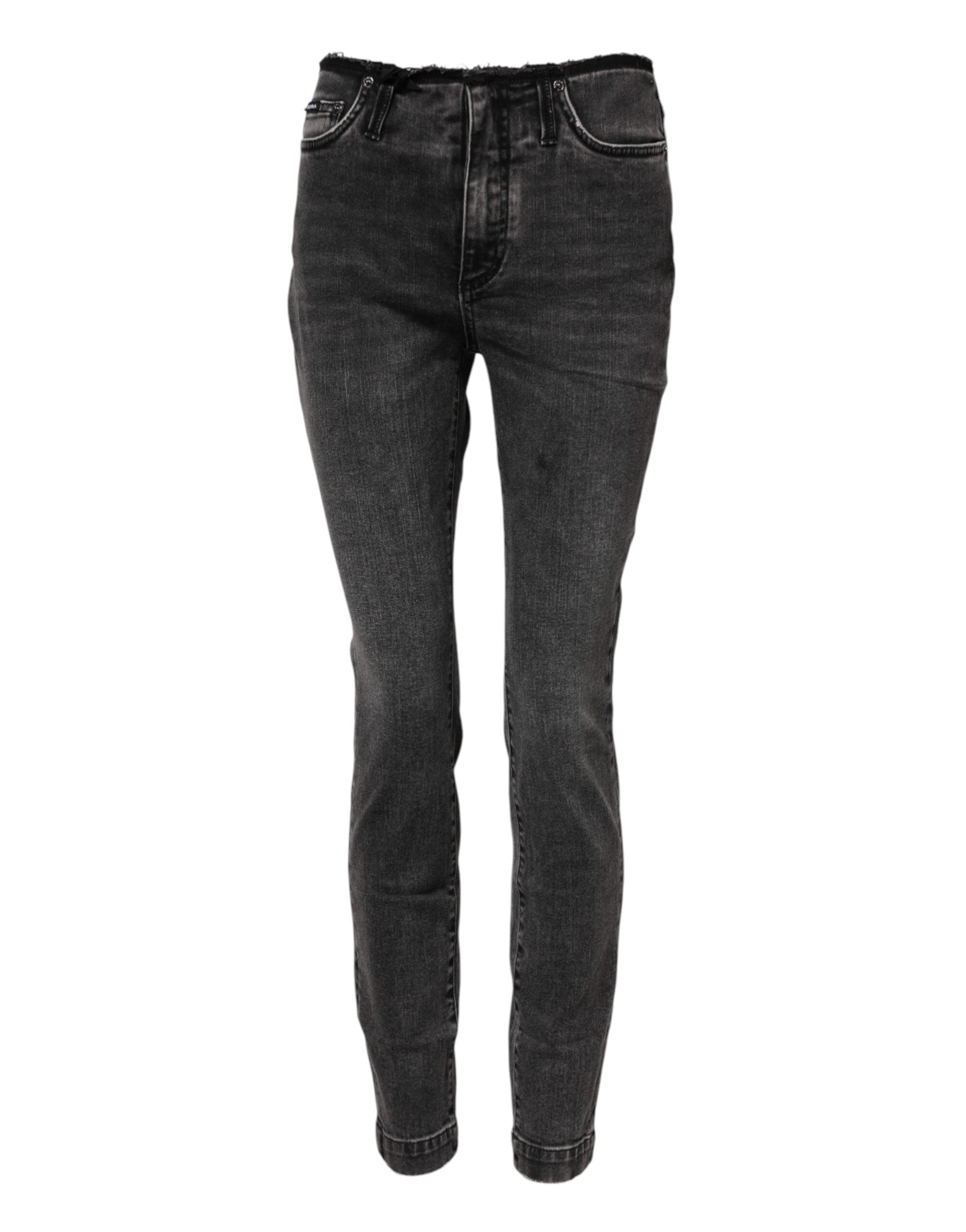 Dolce & Gabbana Gray Skinny Cotton Mid Waisted Denim Jeans Dolce & Gabbana