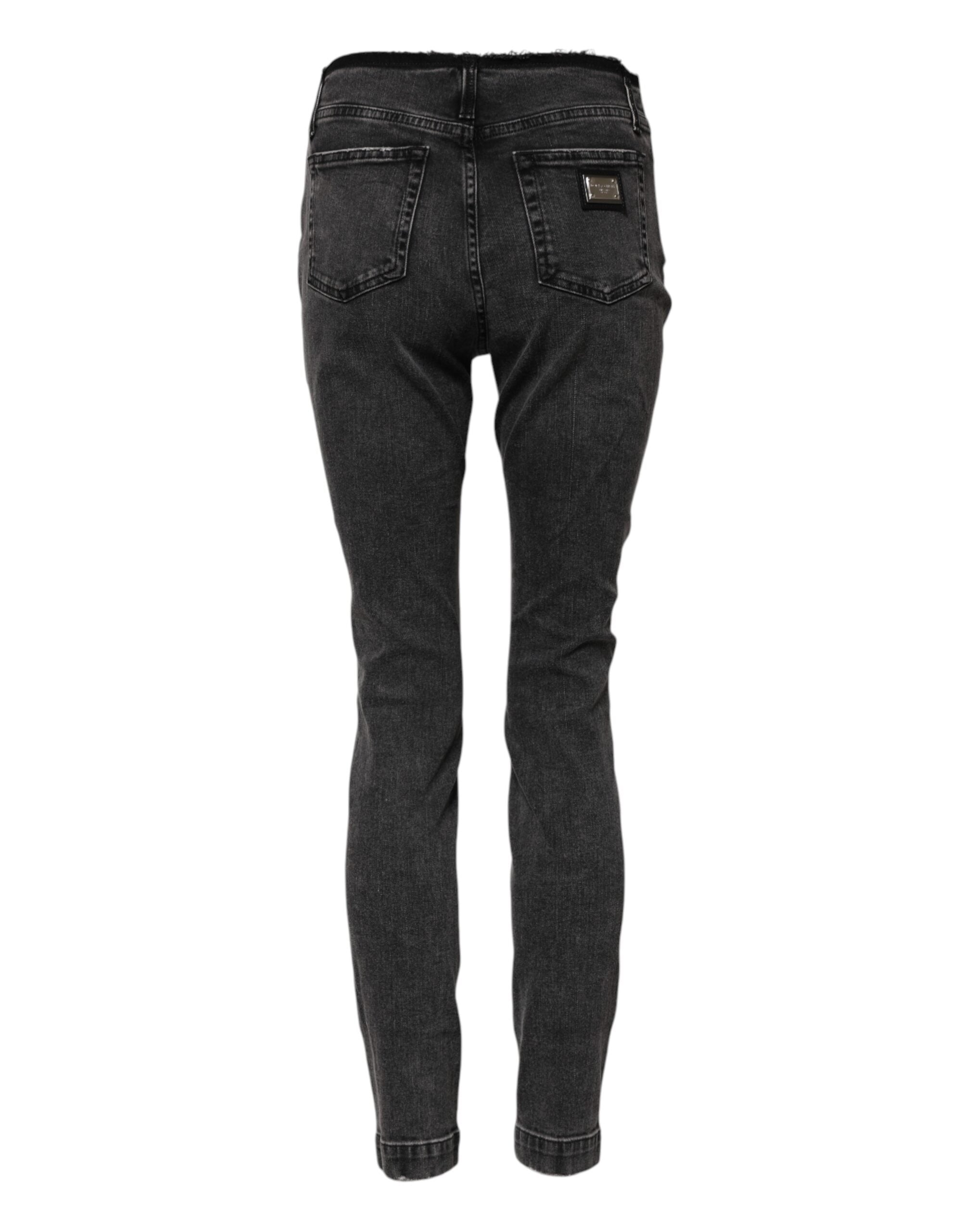 Dolce & Gabbana Gray Skinny Cotton Mid Waisted Denim Jeans Dolce & Gabbana