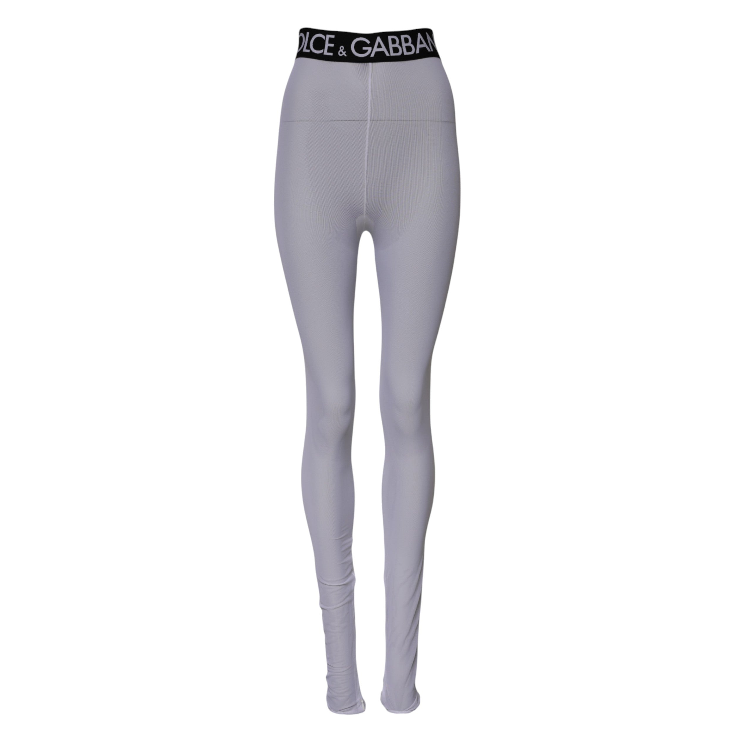 Dolce & Gabbana Gray Nylon DG Logo Mid Waisted Leggings Pants Dolce & Gabbana