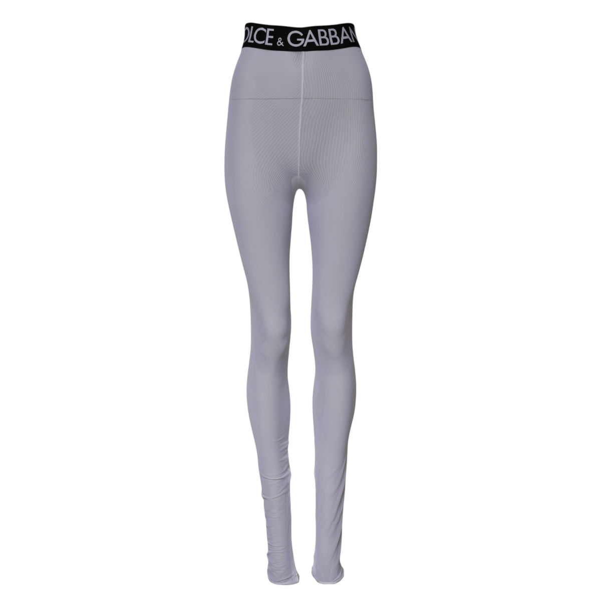 Dolce & Gabbana Gray Nylon DG Logo Mid Waisted Leggings Pants