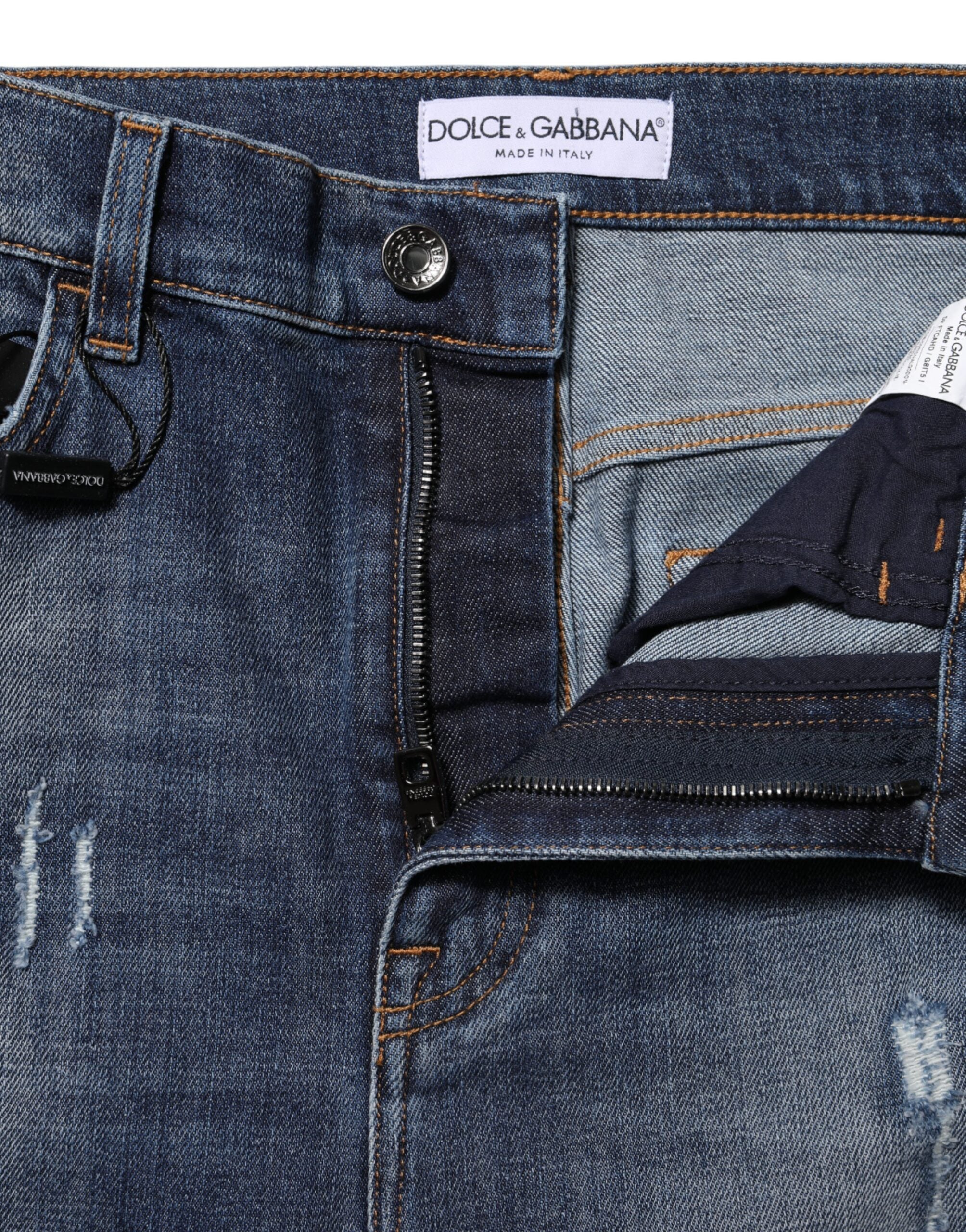 Dolce & Gabbana Blue Washed Cotton High Waisted Denim Jeans Dolce & Gabbana