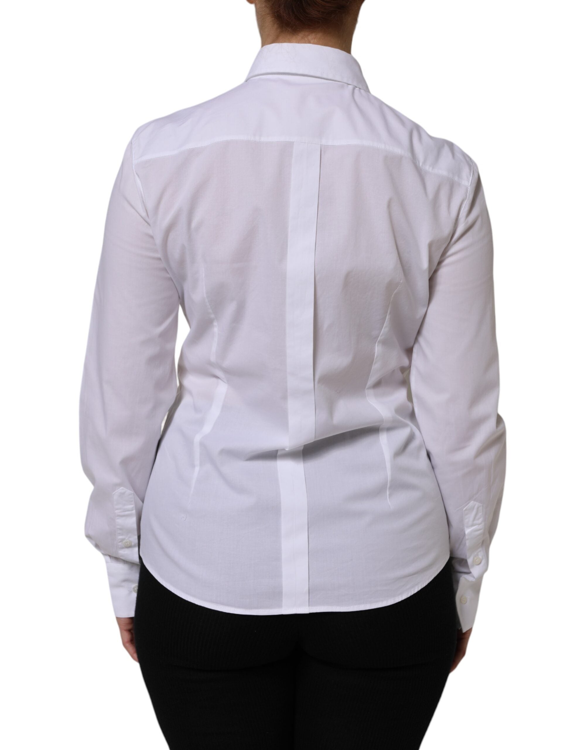 Dolce & Gabbana White Cotton Long Sleeves Collared Top Shirt Dolce & Gabbana