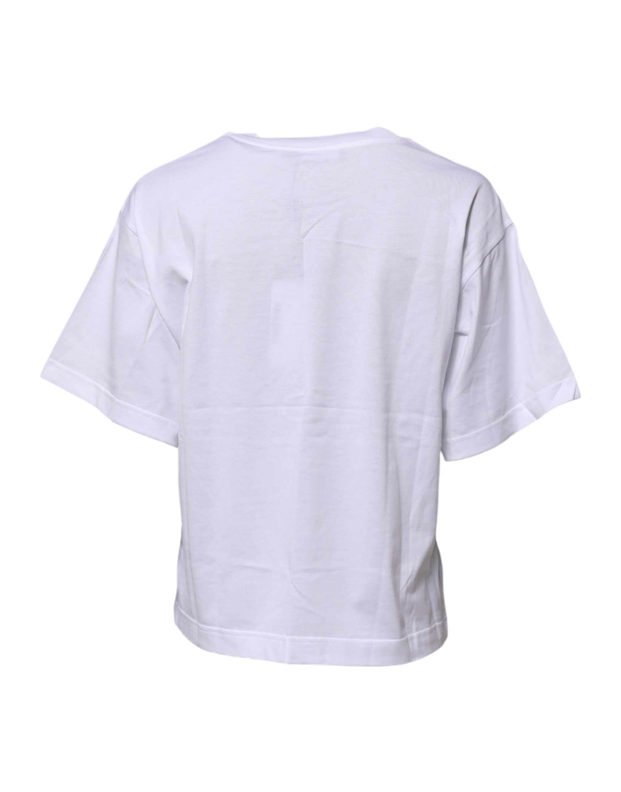 Dolce & Gabbana White Cotton Graphic Print Crew Neck T-shirt Dolce & Gabbana