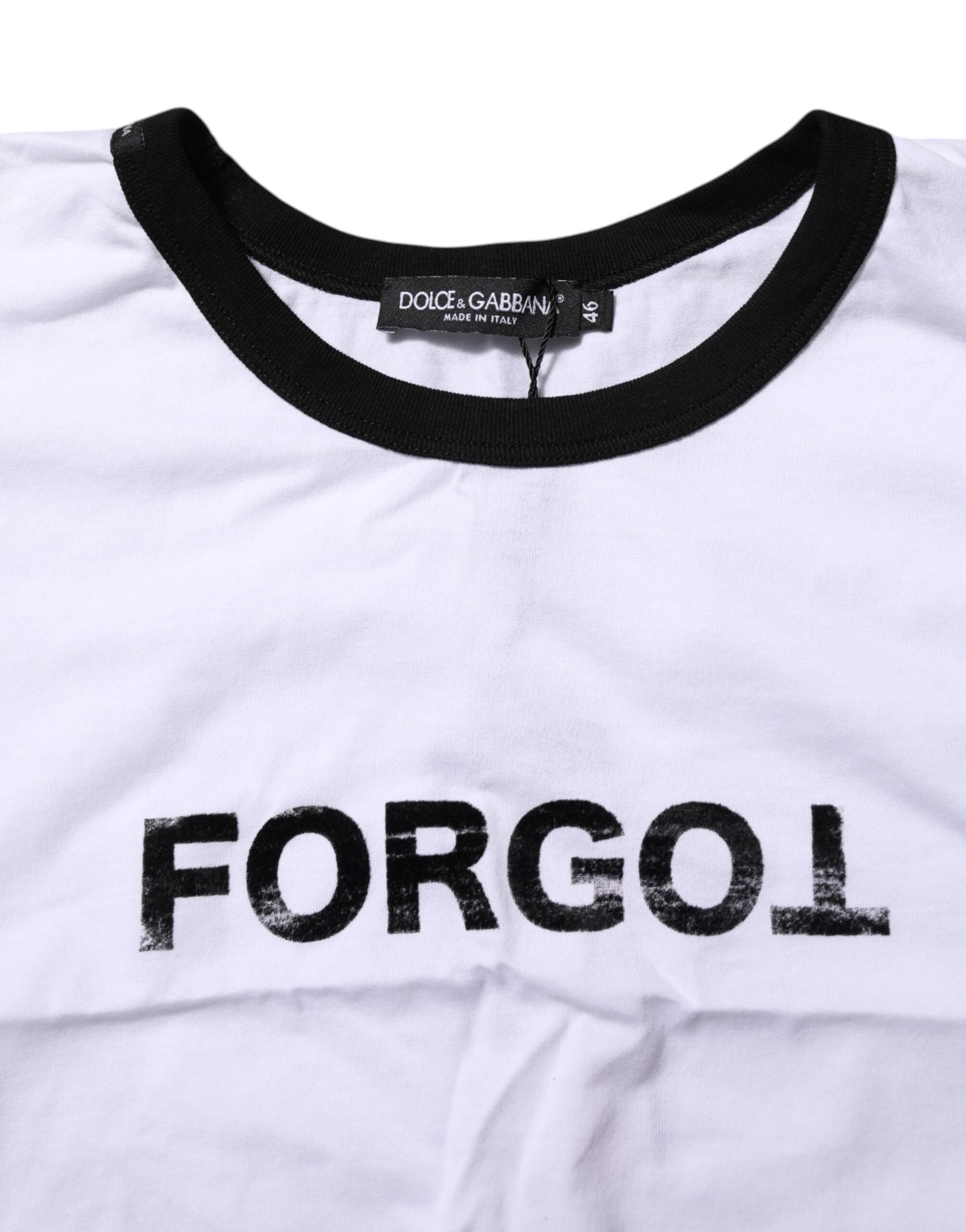 Dolce & Gabbana White Graphic Print Crew Neck Cropped T-shirt Dolce & Gabbana