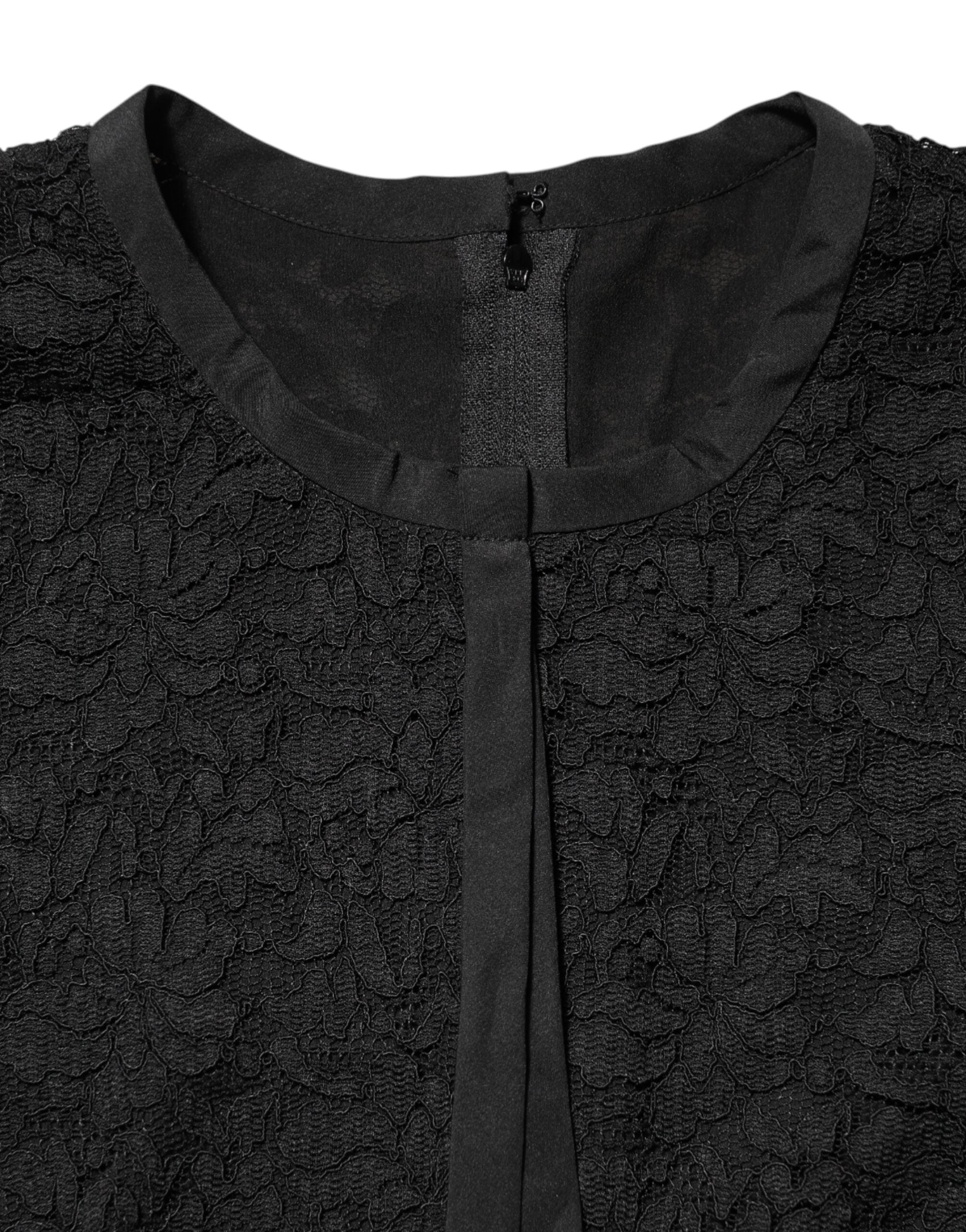 Dolce & Gabbana Black Nylon Lace Long Sleeve Blouse Top Dolce & Gabbana
