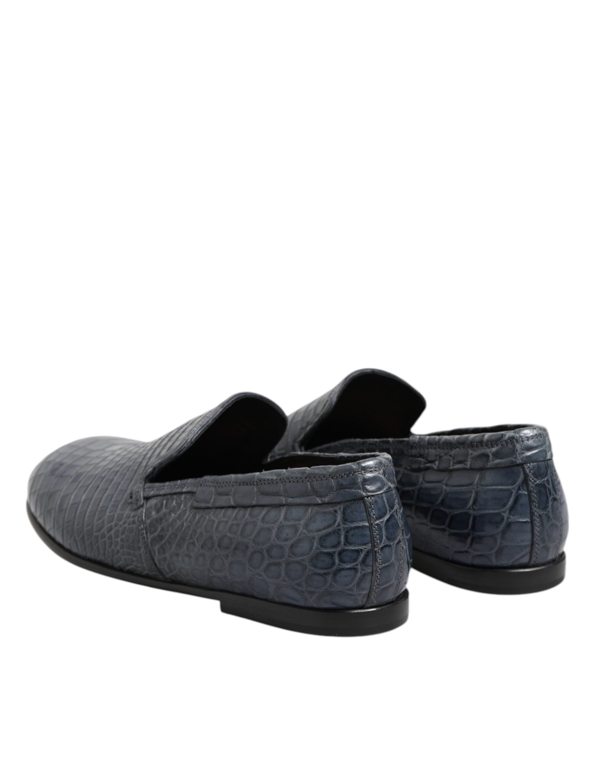 Dolce & Gabbana Blue Exotic Leather Slip On Loafers Men Dress Shoes Dolce & Gabbana