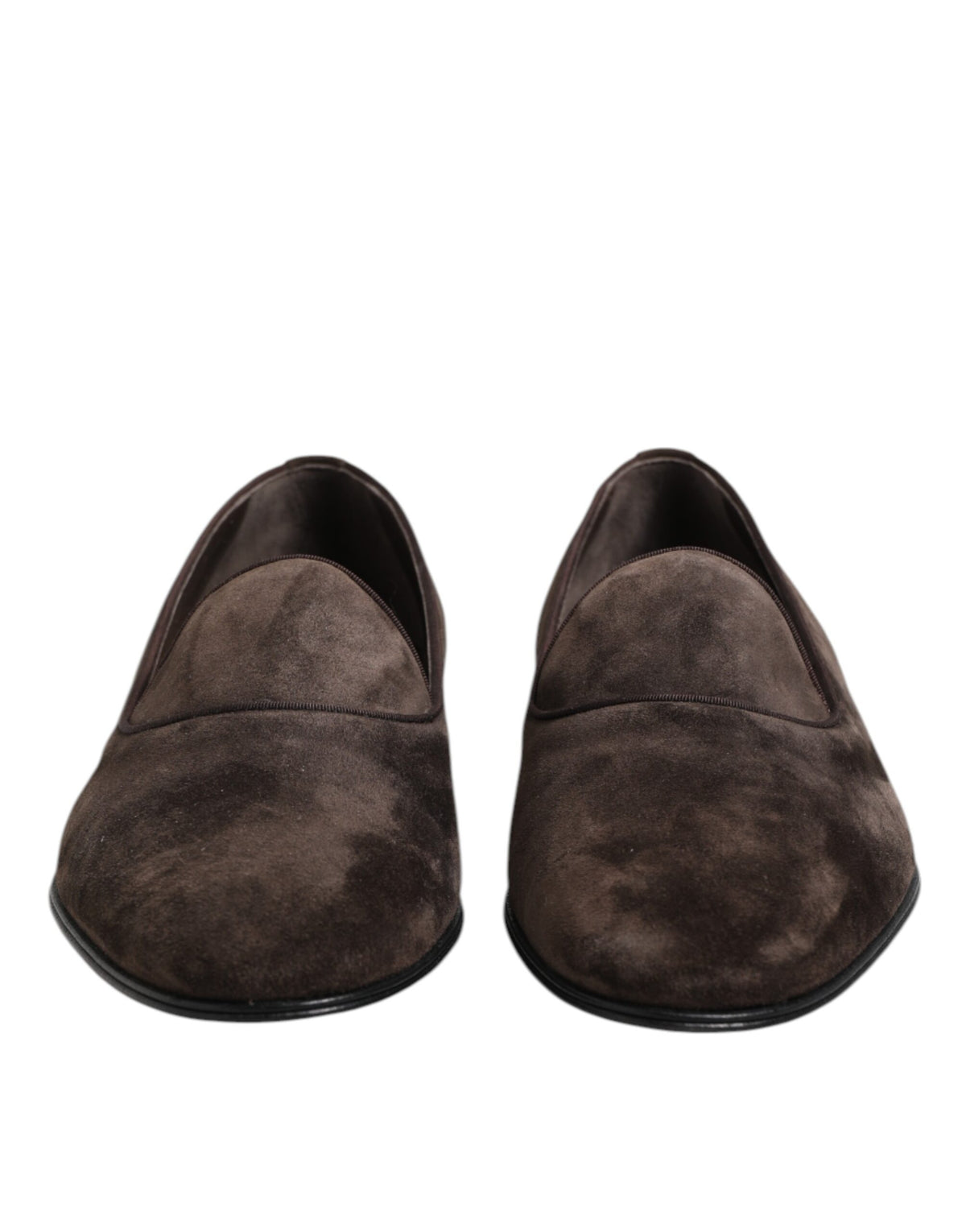 Dolce & Gabbana Brown Velvet Leather Slip On Loafers Shoes