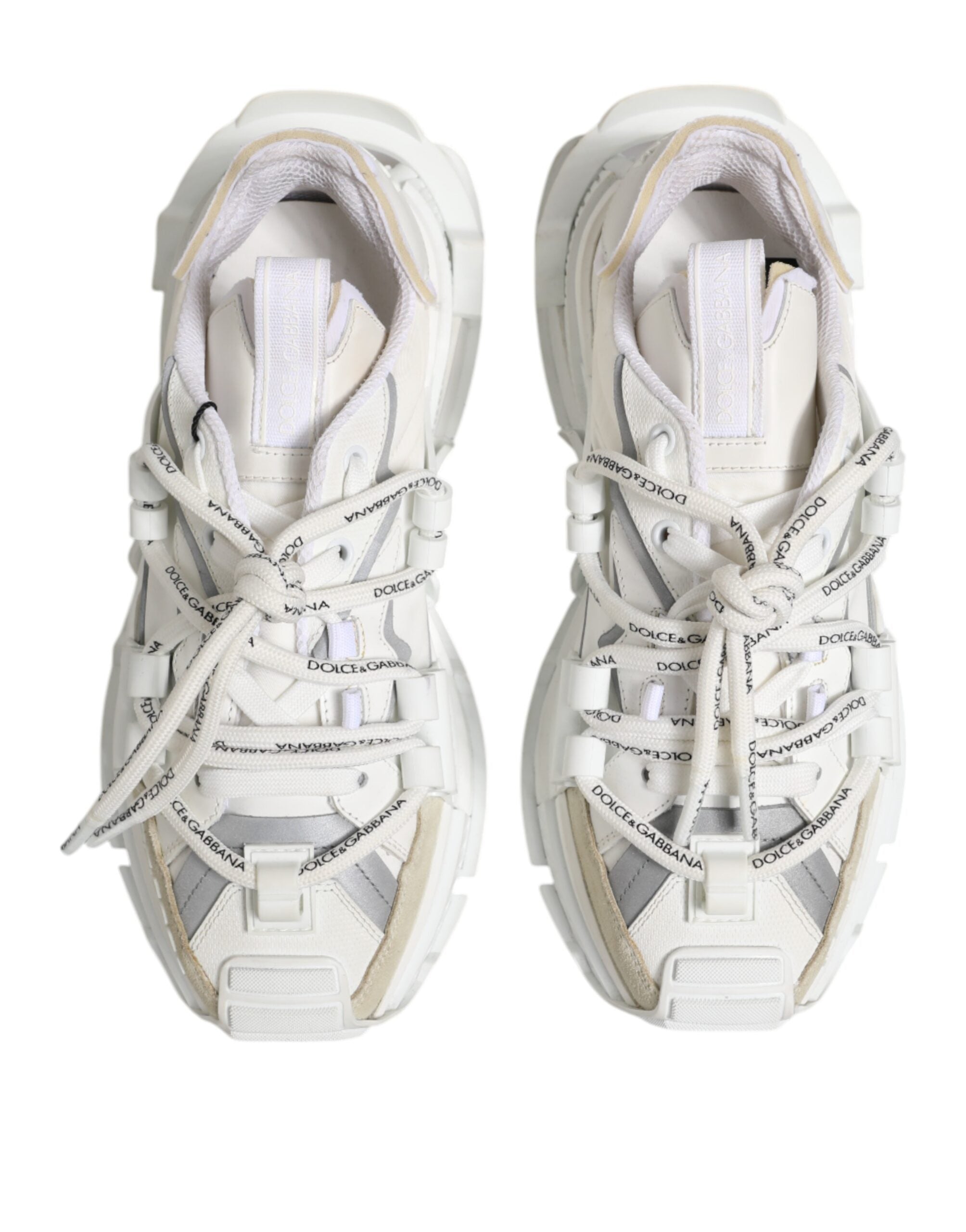 Dolce & Gabbana White Gray Low Top Space Sneakers Shoes Dolce & Gabbana