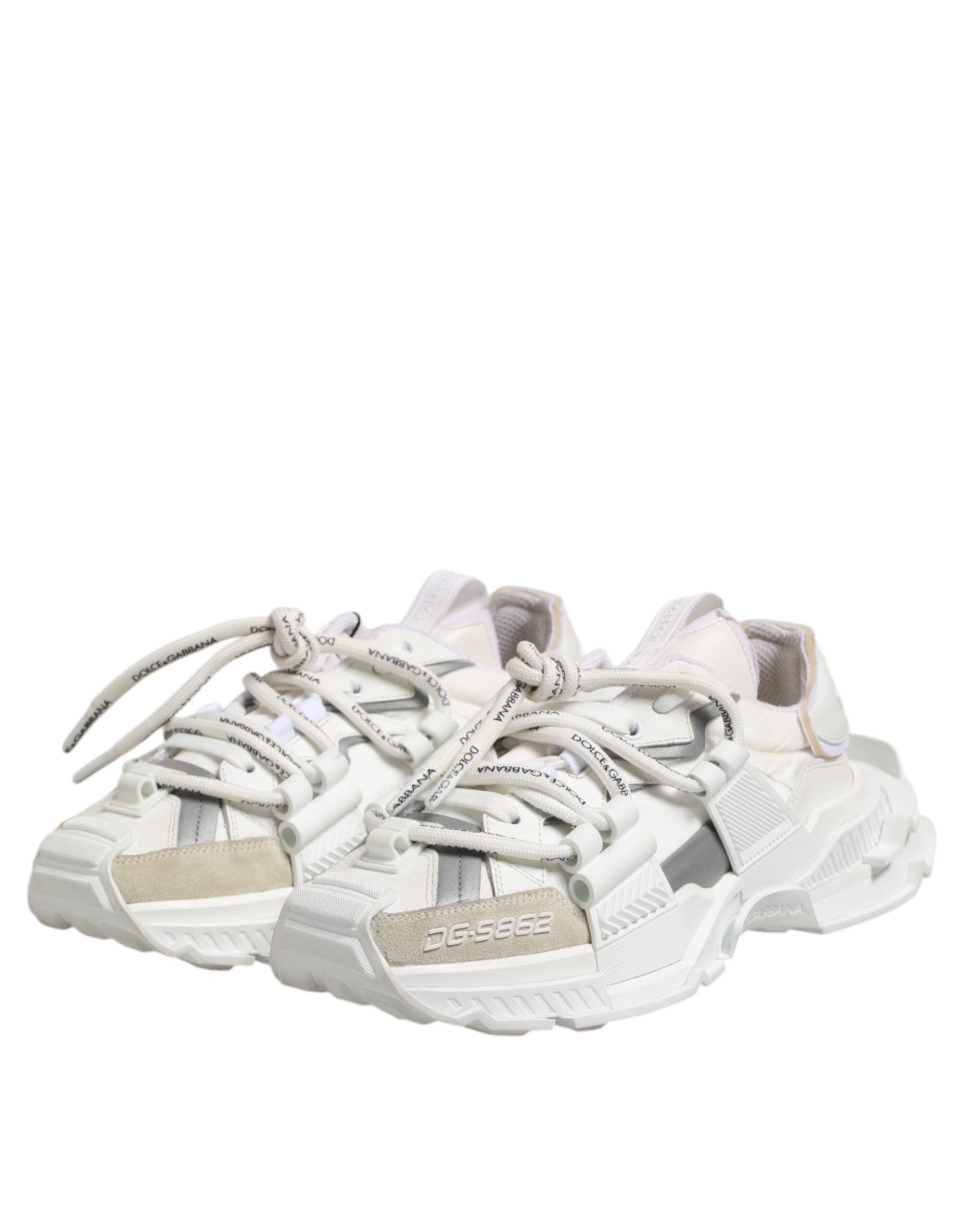 Dolce & Gabbana White Gray Low Top Space Sneakers Shoes Dolce & Gabbana