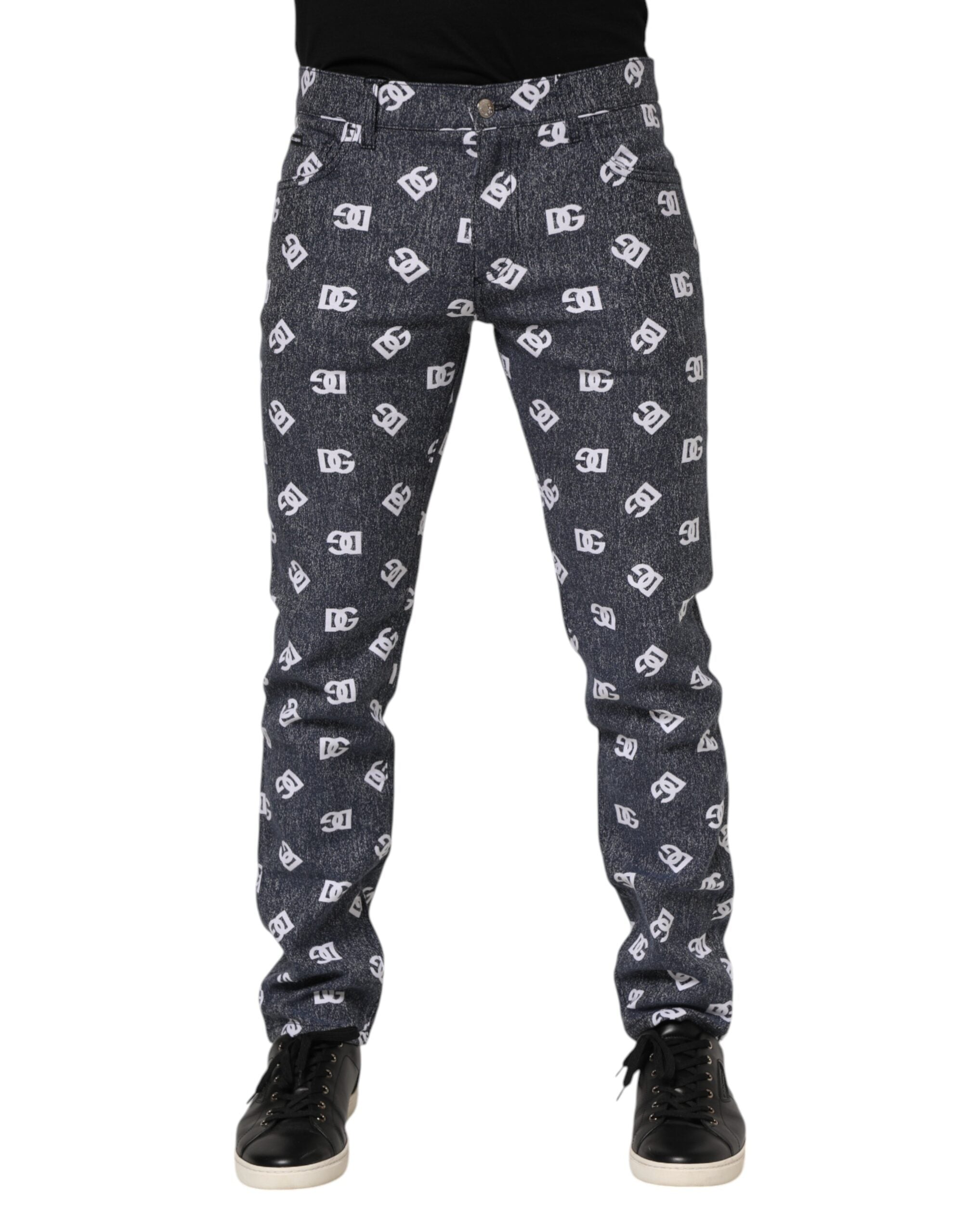 Dolce & Gabbana Dark Gray Logo Cotton Skinny Slim Denim Jeans Dolce & Gabbana