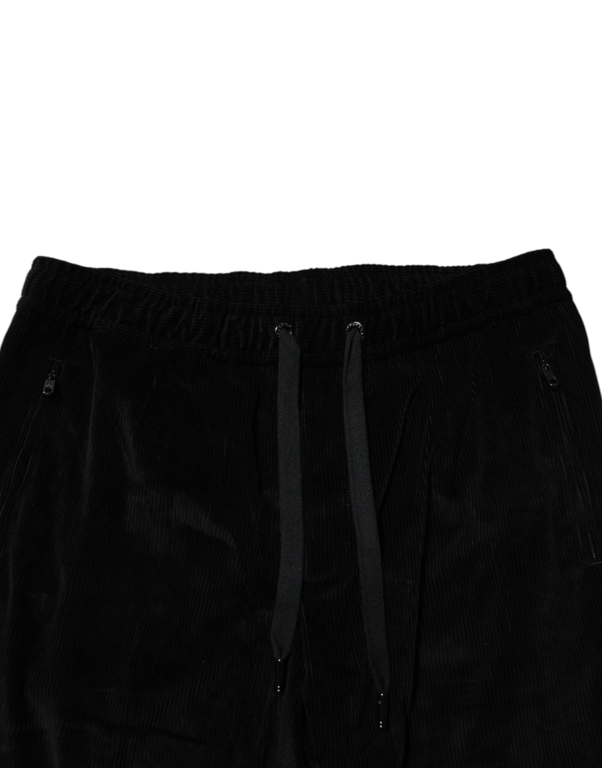 Dolce & Gabbana Black Cotton Men Jogger Sweatpants Pants Dolce & Gabbana