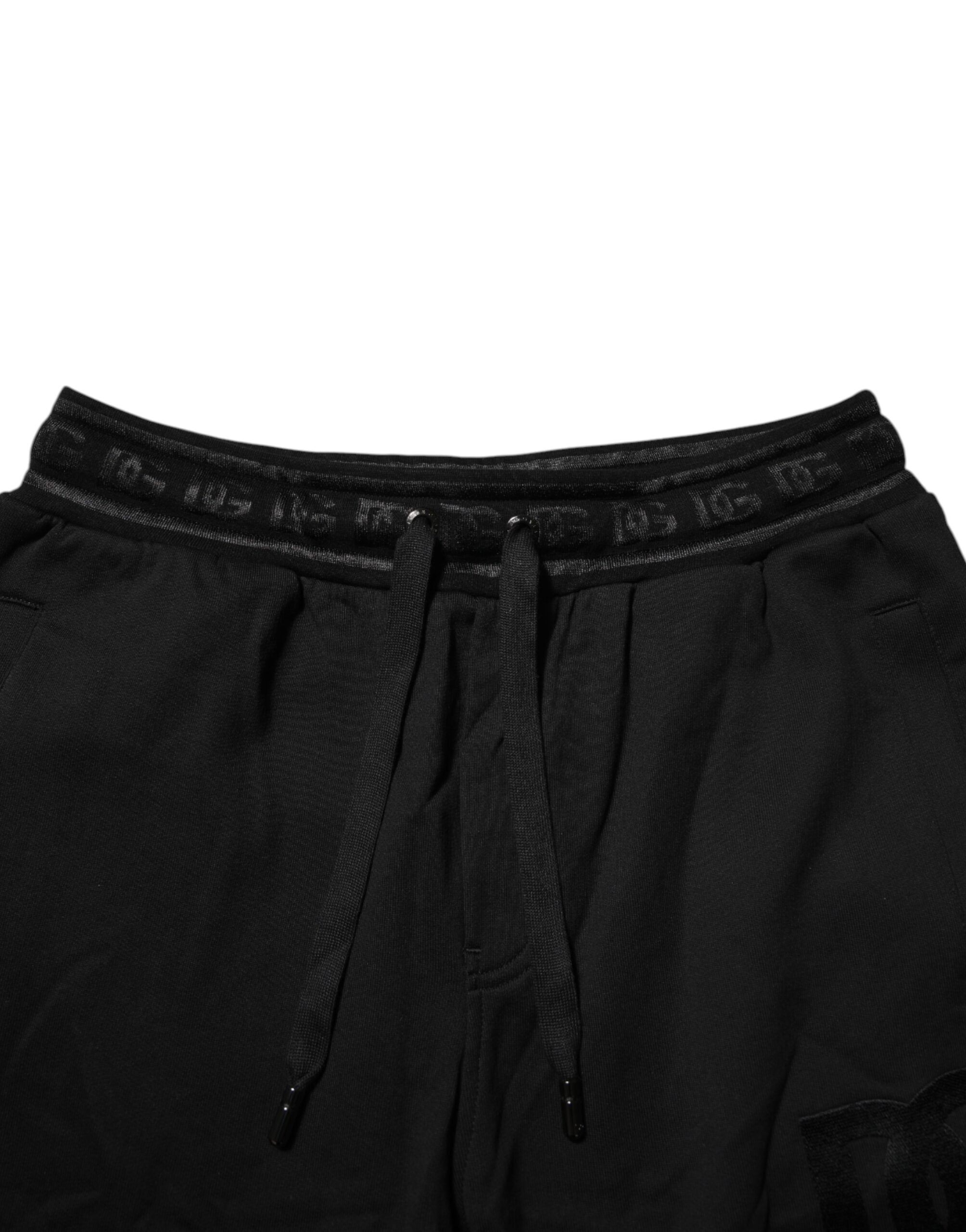 Dolce & Gabbana Black Cotton Drawstring Jogger Pants Dolce & Gabbana