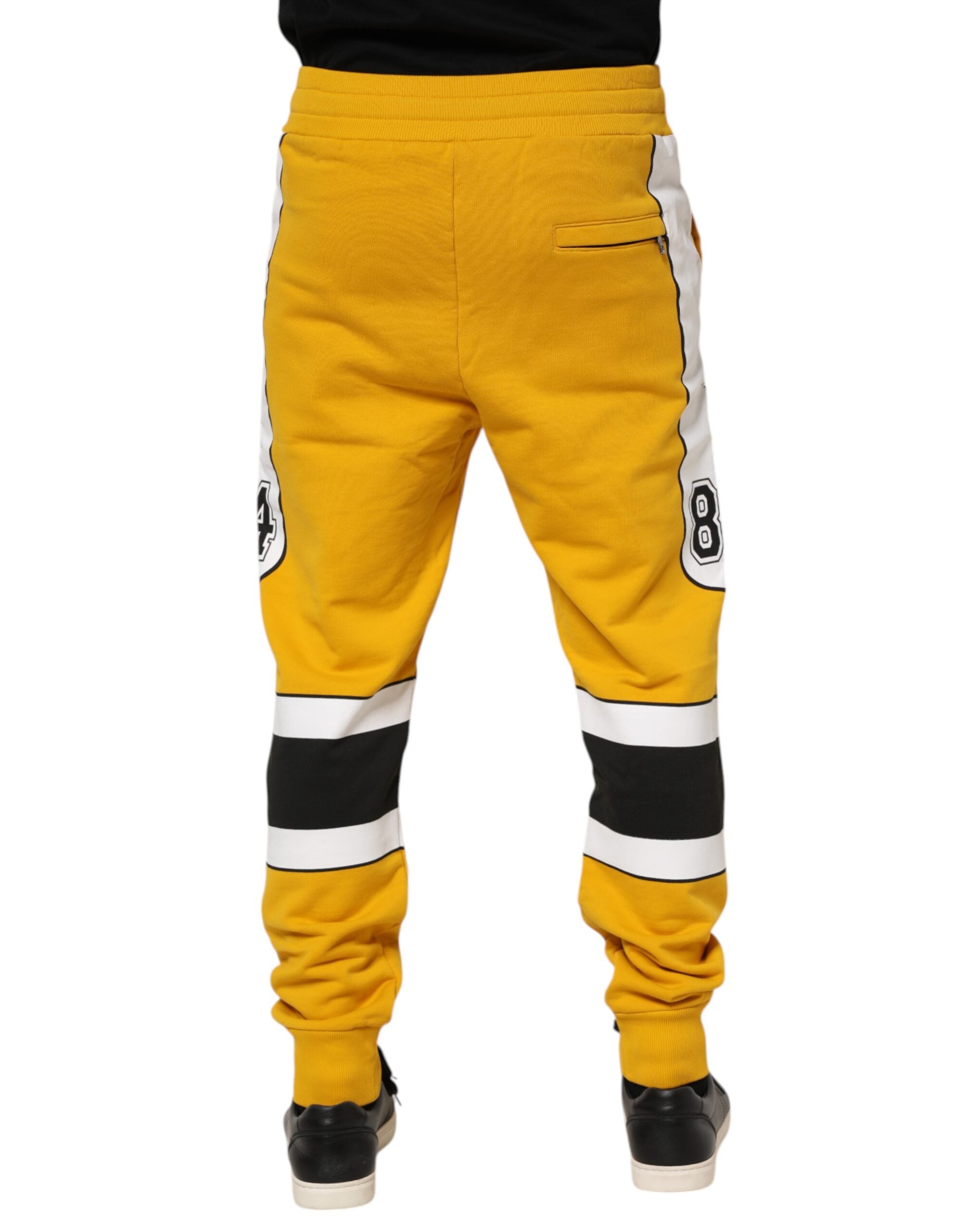 Dolce & Gabbana Yellow Cotton Drawstring Jogger Pants Dolce & Gabbana
