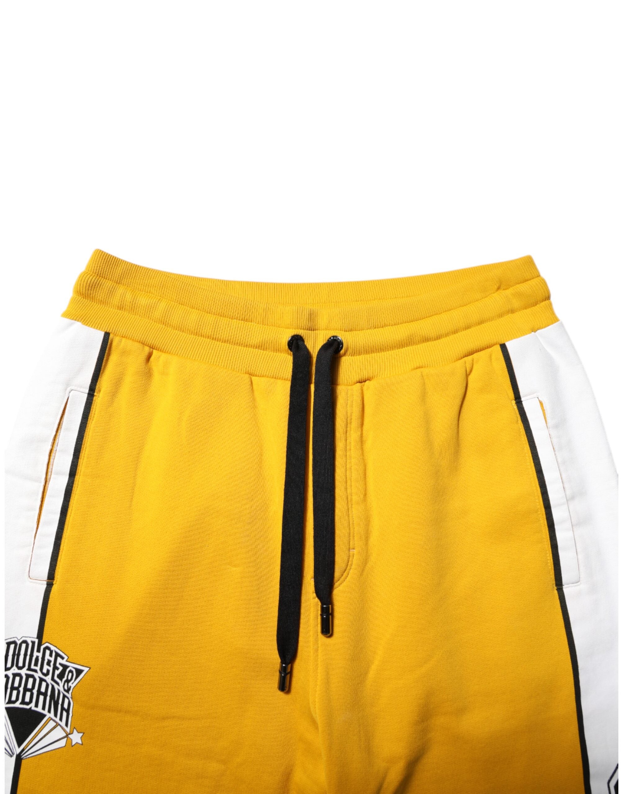 Dolce & Gabbana Yellow Print Cotton Drawstring Jogger Pants Dolce & Gabbana