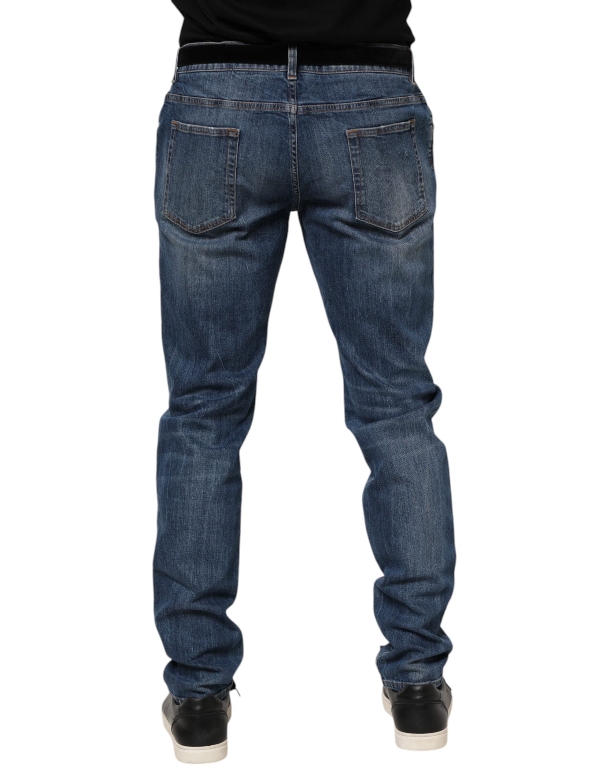 Dolce & Gabbana Blue Logo Embroidery Denim Jeans Dolce & Gabbana