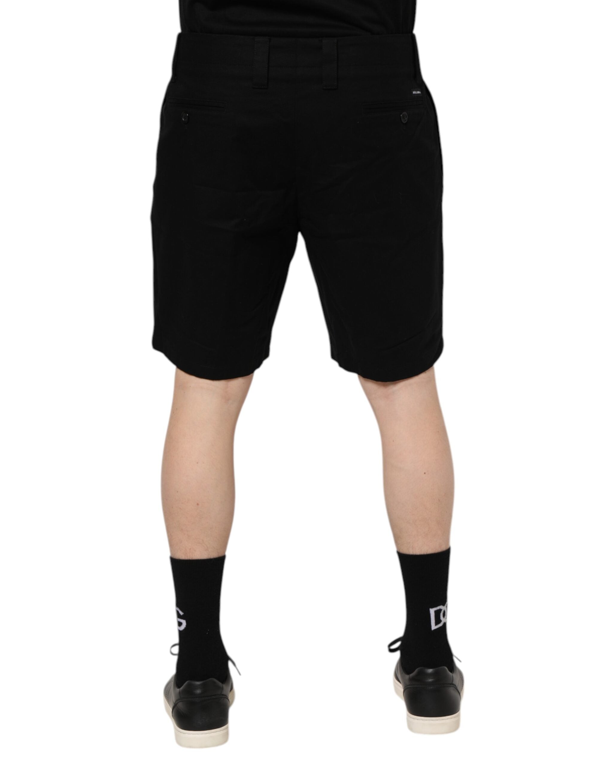 Dolce & Gabbana Black Cotton Knee Length Men Bermuda Shorts Dolce & Gabbana