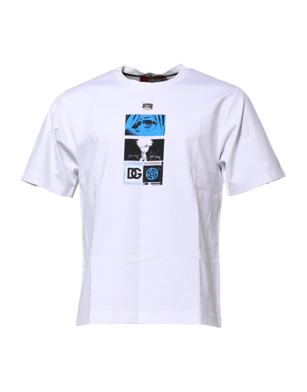 Dolce & Gabbana White Cotton Crew Neck Graphic Print T-shirt
