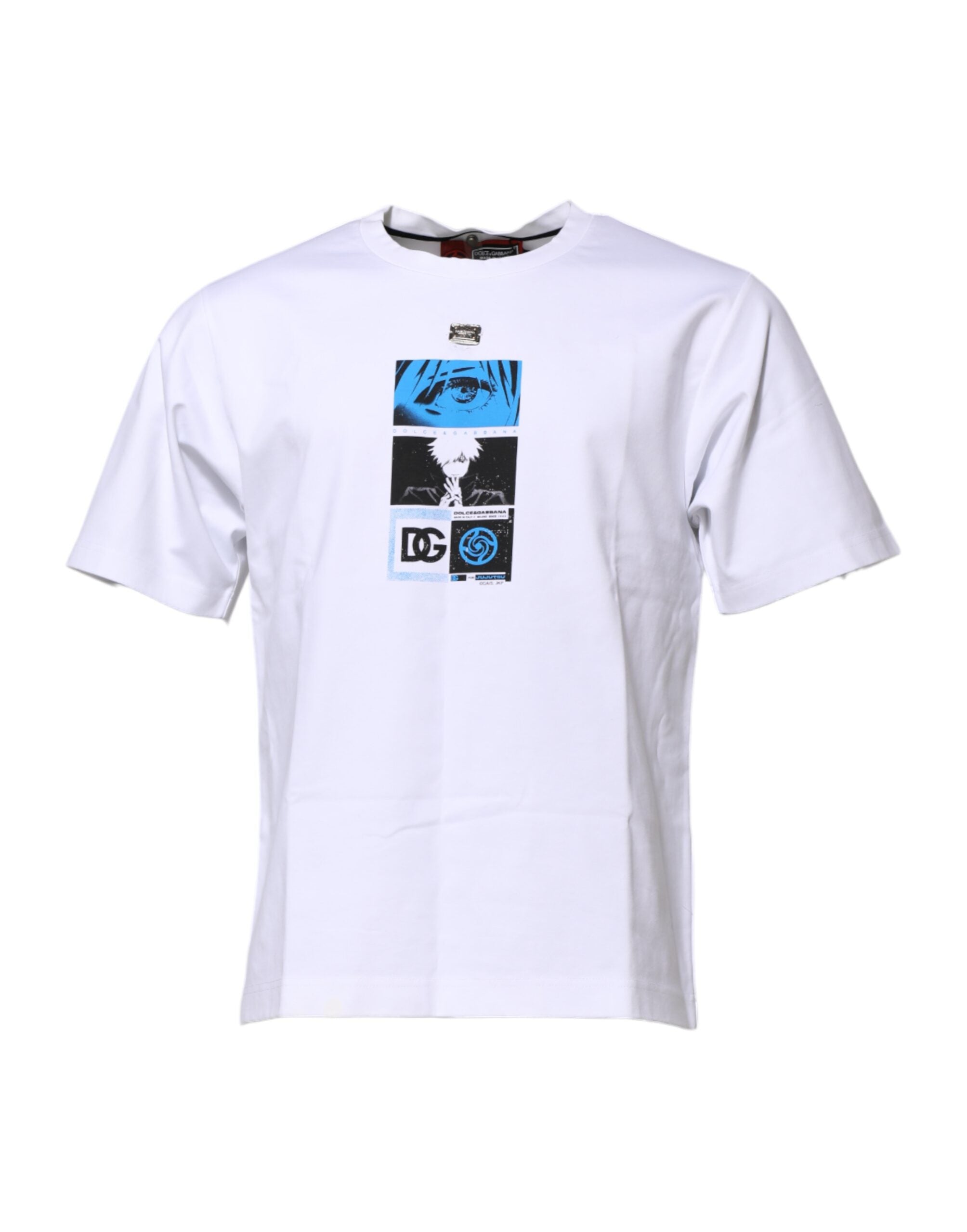 Dolce & Gabbana White Cotton Crew Neck Graphic Print T-shirt Dolce & Gabbana