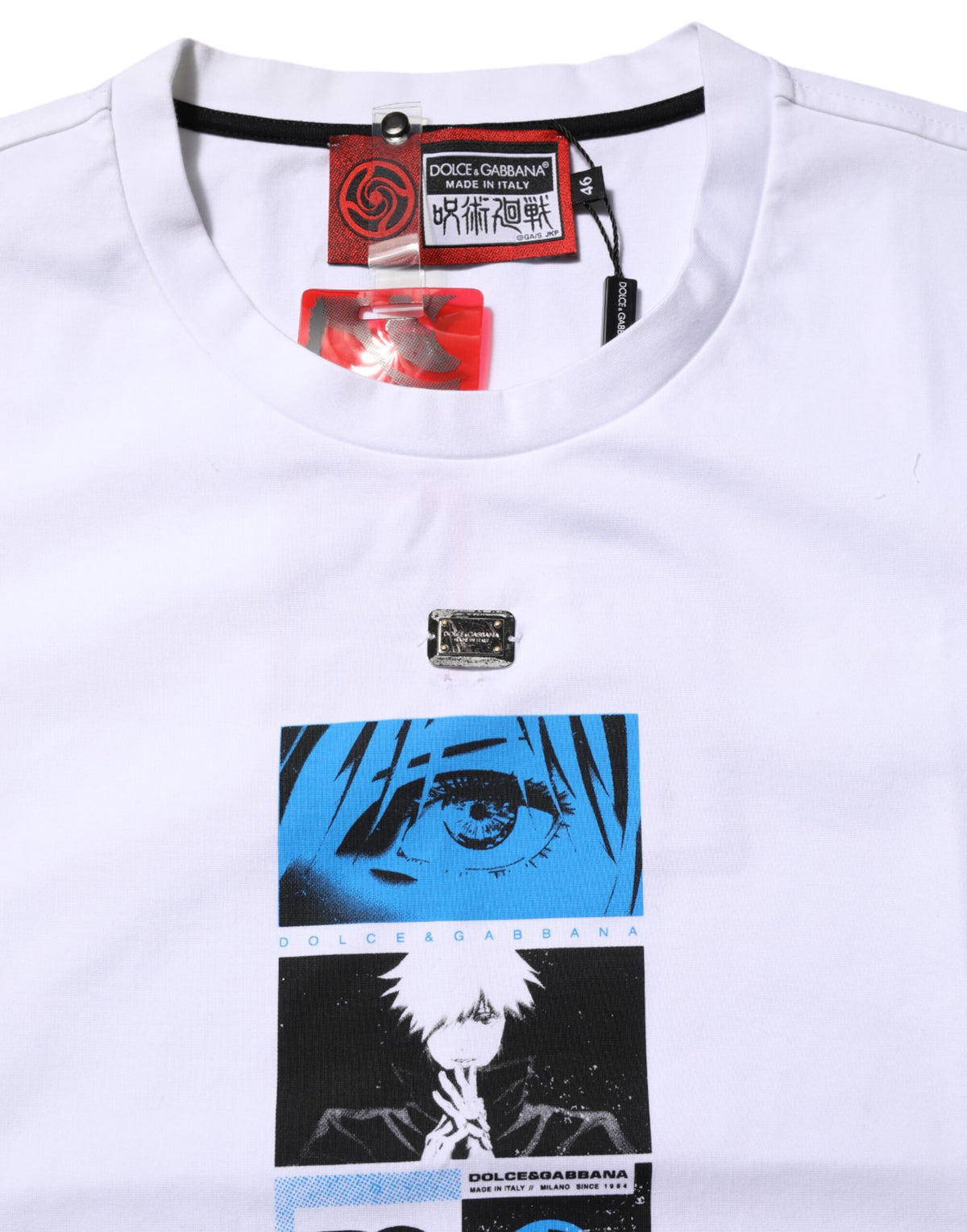 Dolce & Gabbana White Cotton Crew Neck Graphic Print T-shirt