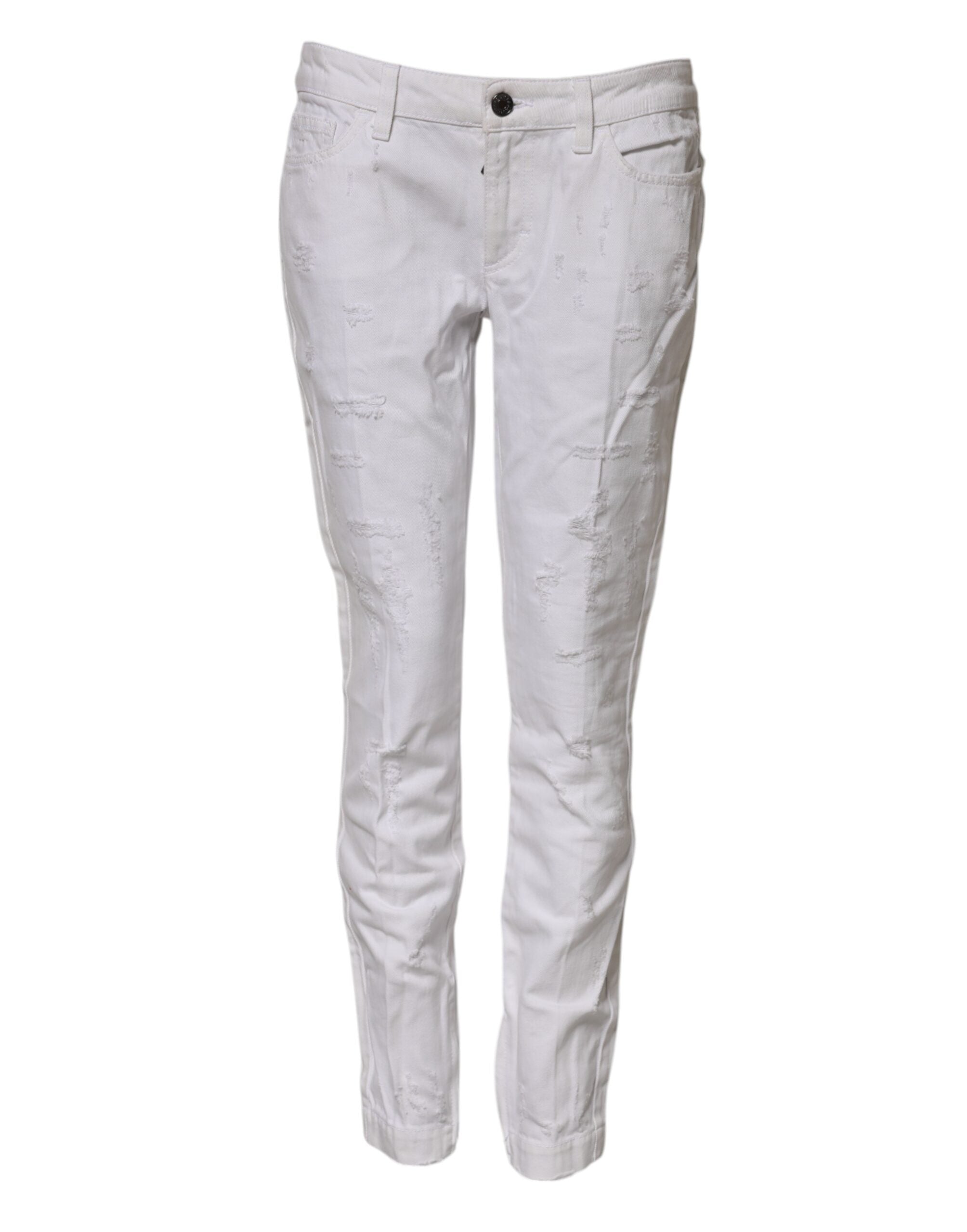 Dolce & Gabbana White Cotton Mid Waisted Women Denim Jeans Dolce & Gabbana