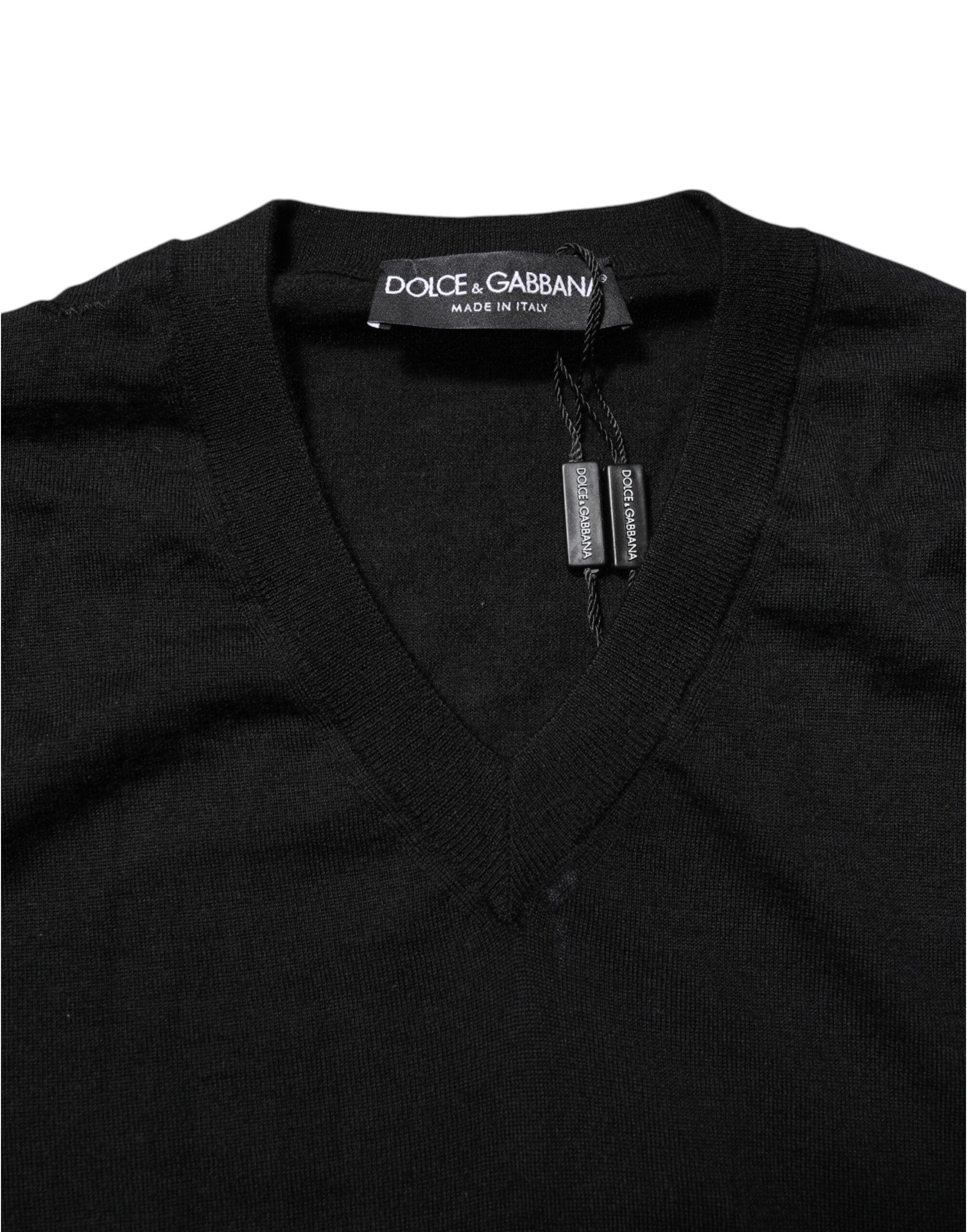 Dolce & Gabbana Dark Gray Embroidered Logo Pullover Sweater Dolce & Gabbana