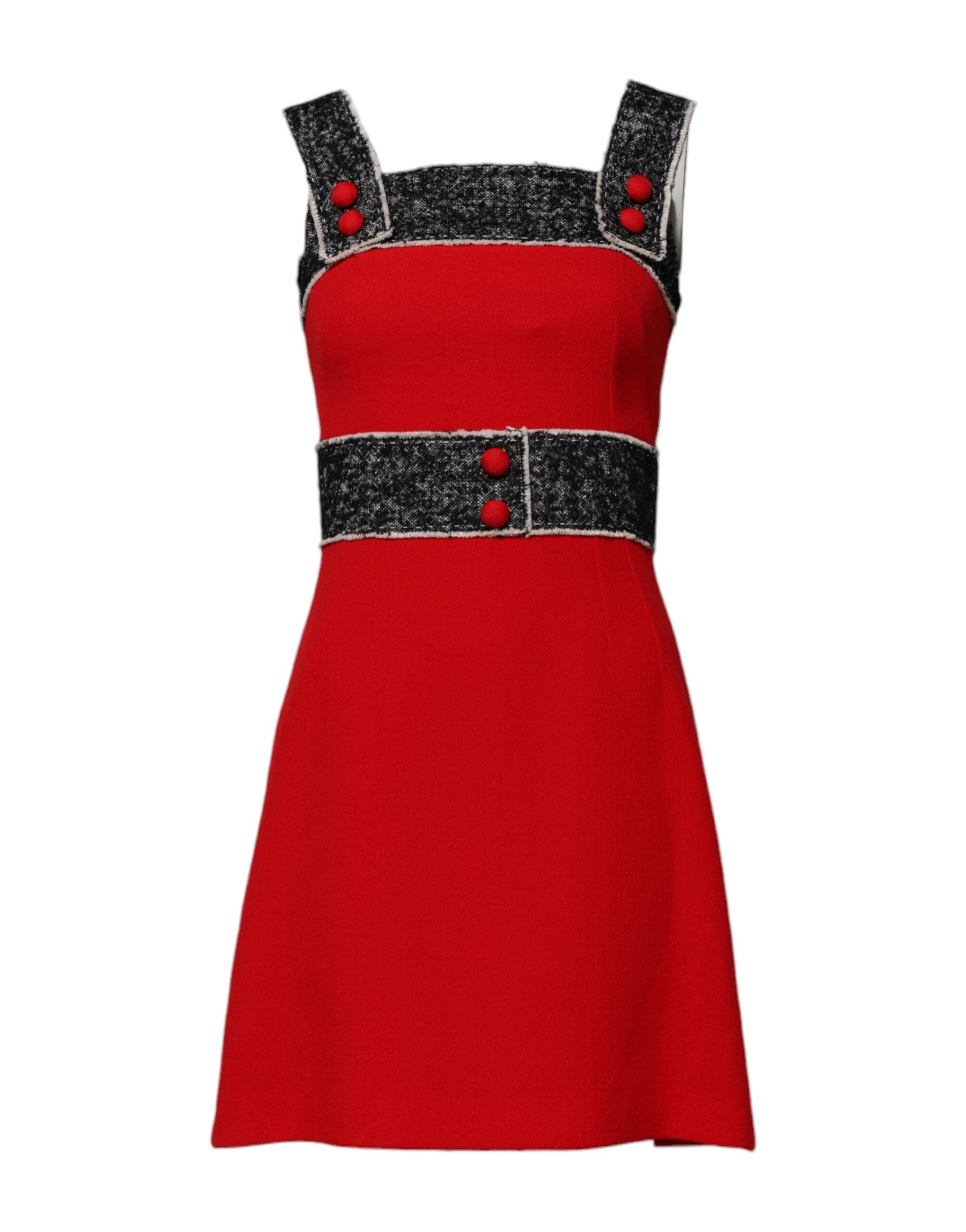 Dolce & Gabbana Red Wool Sleeveless A-line Flared Mini Dress Dolce & Gabbana