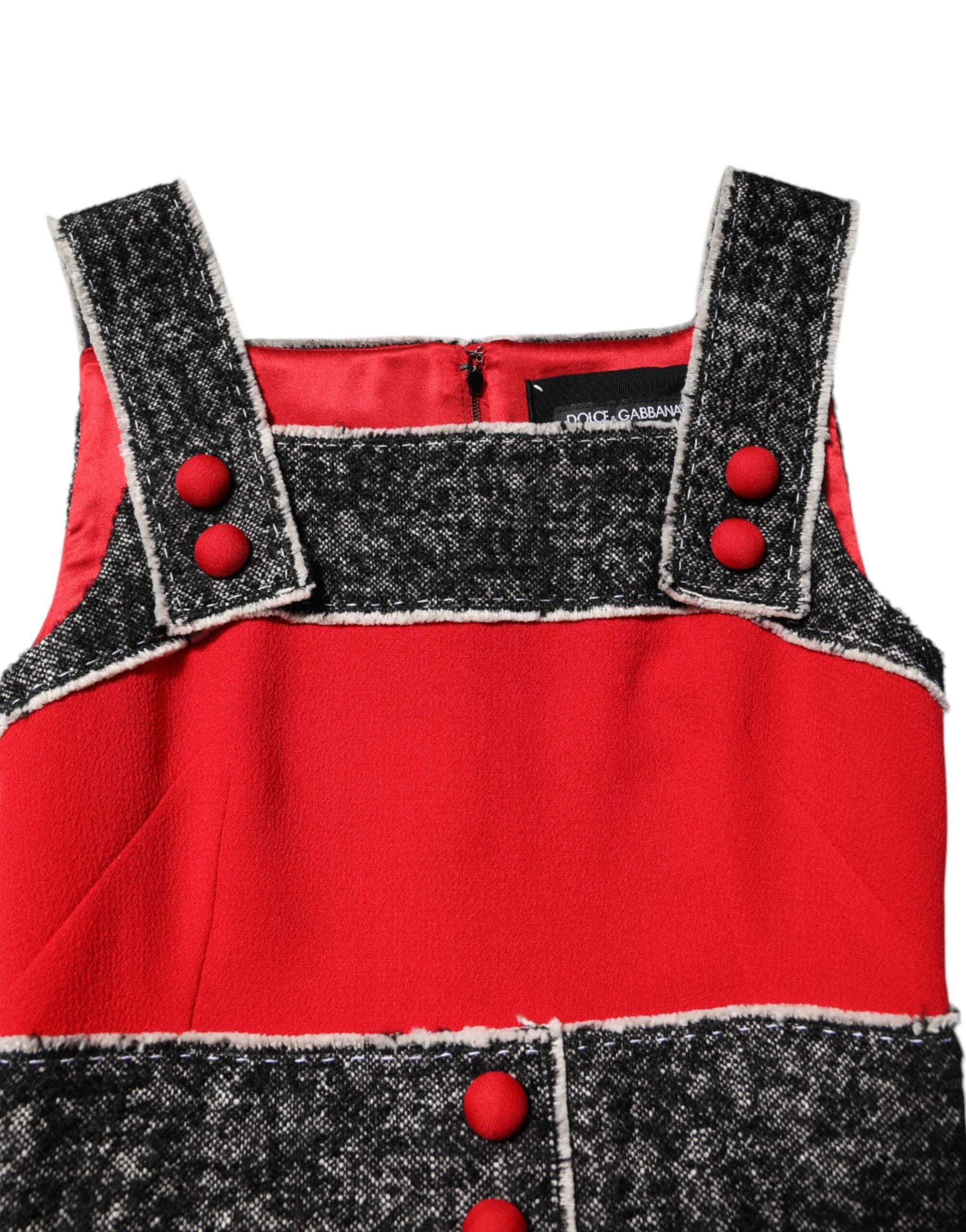 Dolce & Gabbana Red Wool Sleeveless A-line Flared Mini Dress Dolce & Gabbana