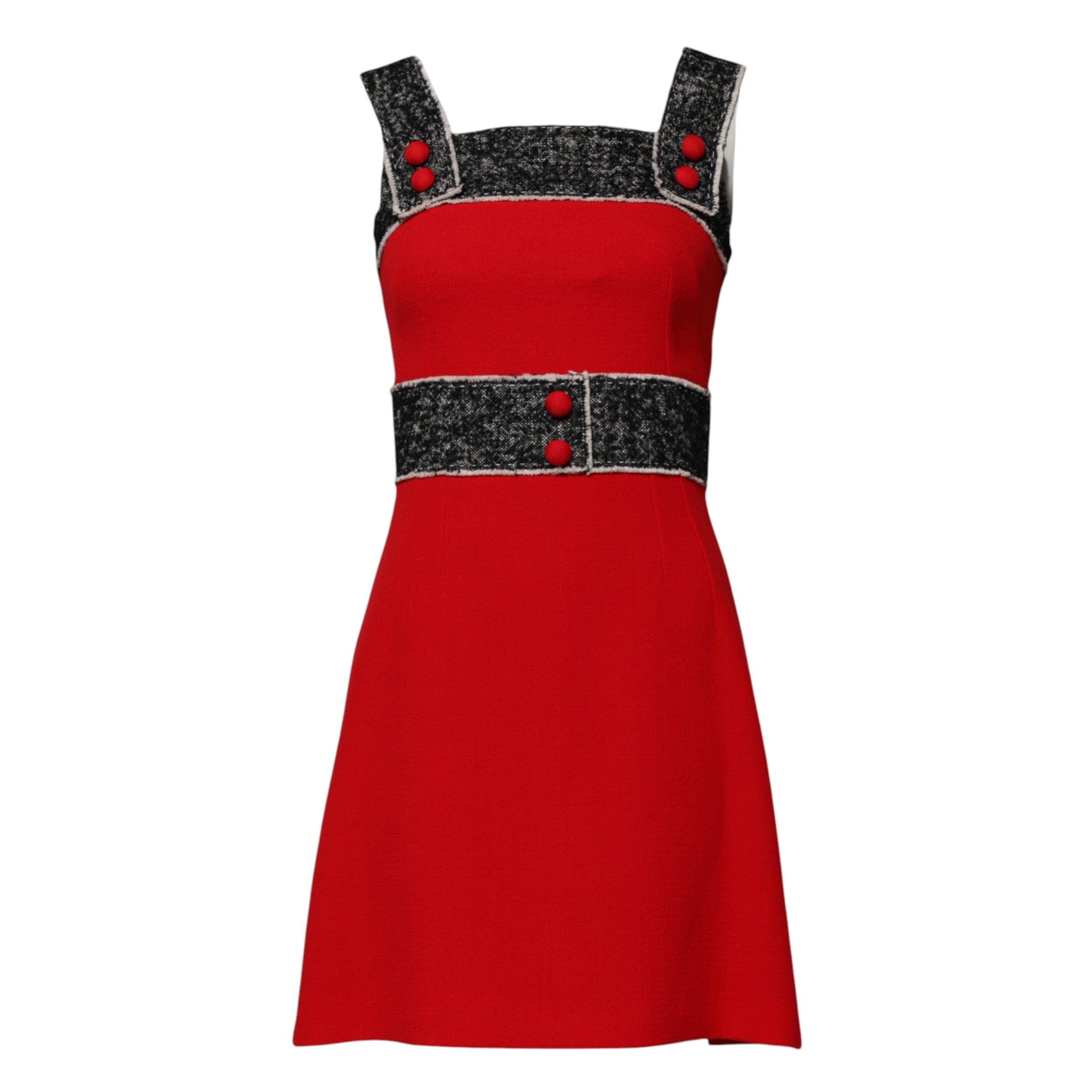 Dolce & Gabbana Red Wool Sleeveless A-line Flared Mini Dress Dolce & Gabbana