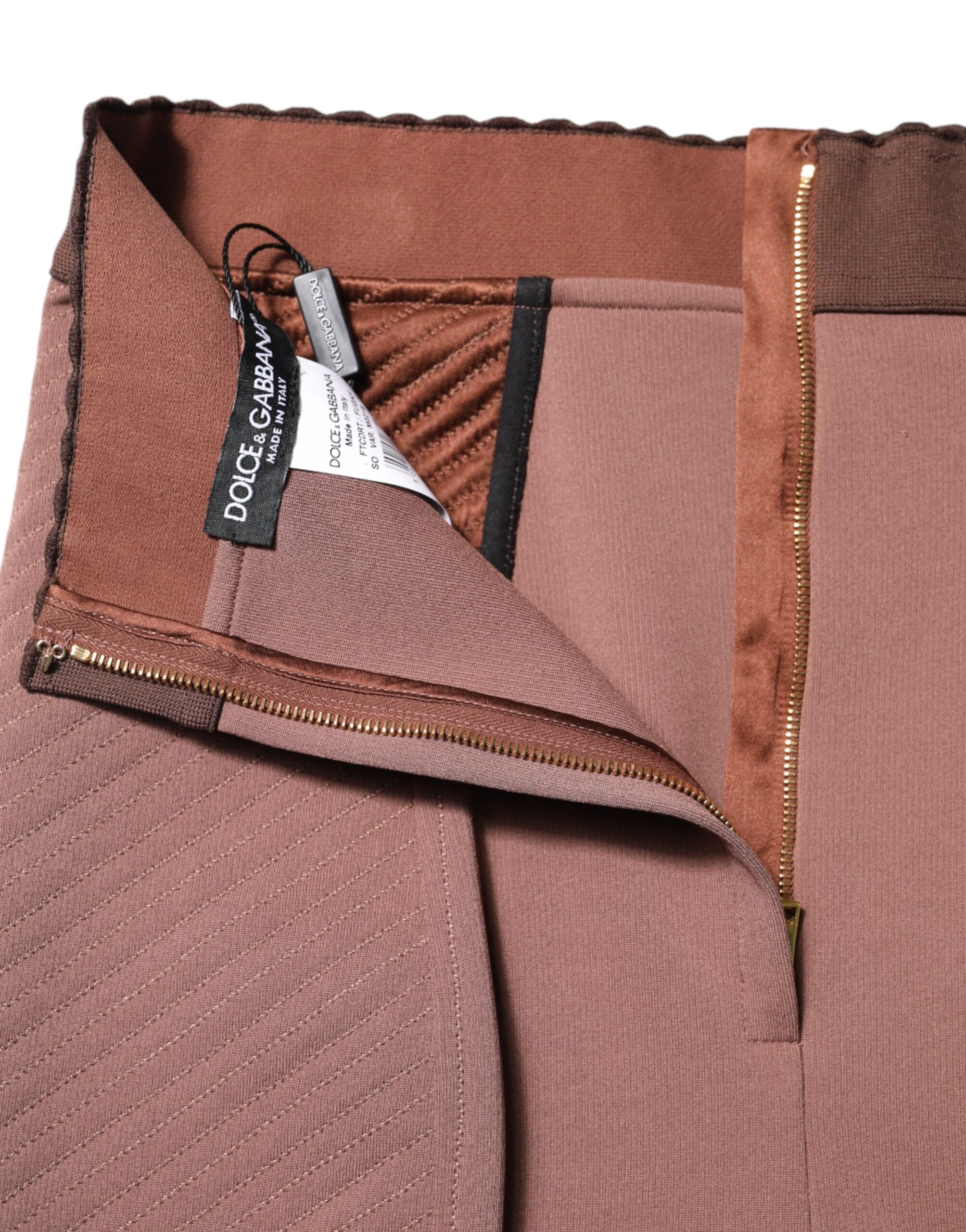 Dolce & Gabbana Brown Viscose High Waisted Hot Pants Shorts Dolce & Gabbana