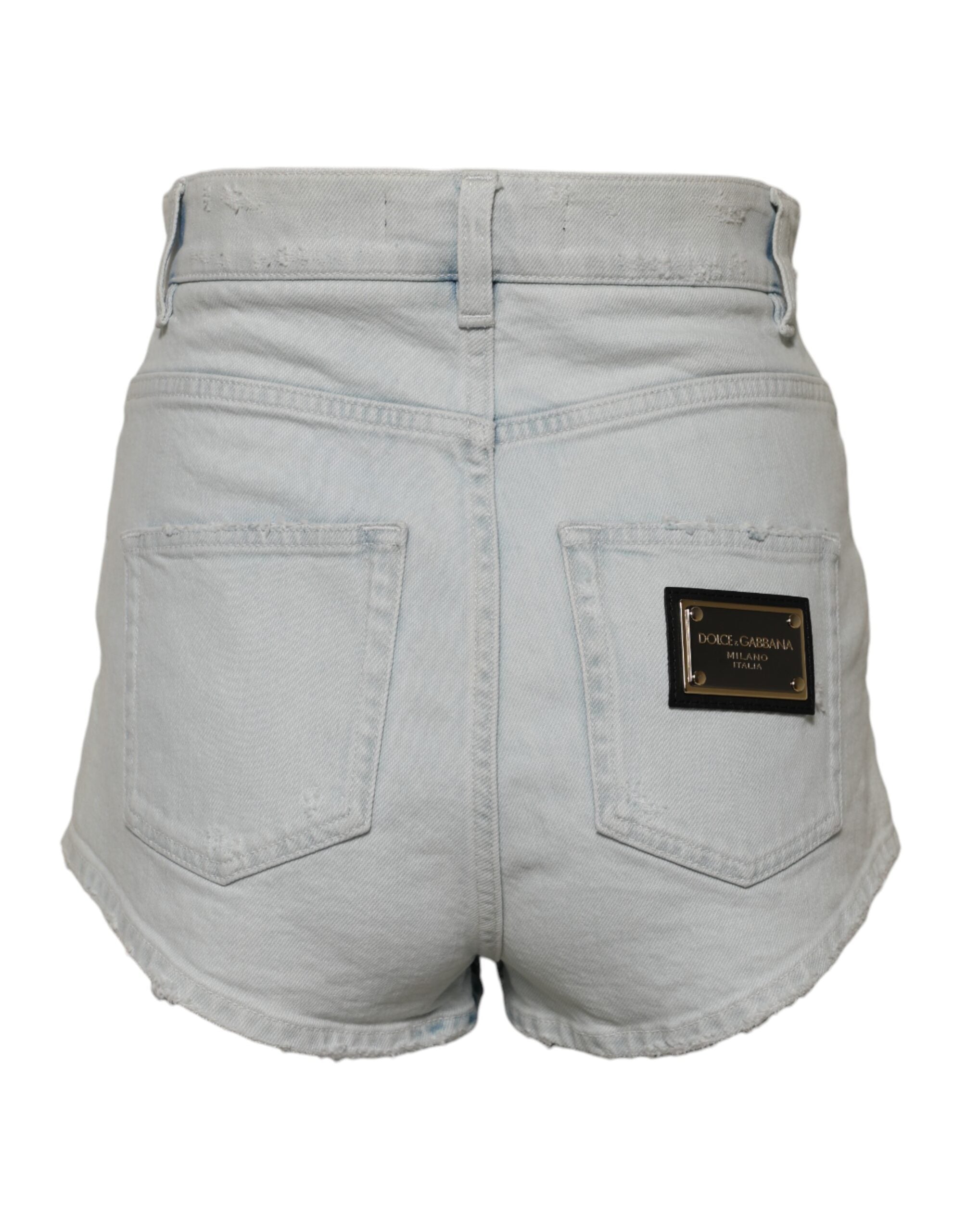 Dolce & Gabbana Light Blue Washed Denim Cotton Hot Pants Shorts Dolce & Gabbana