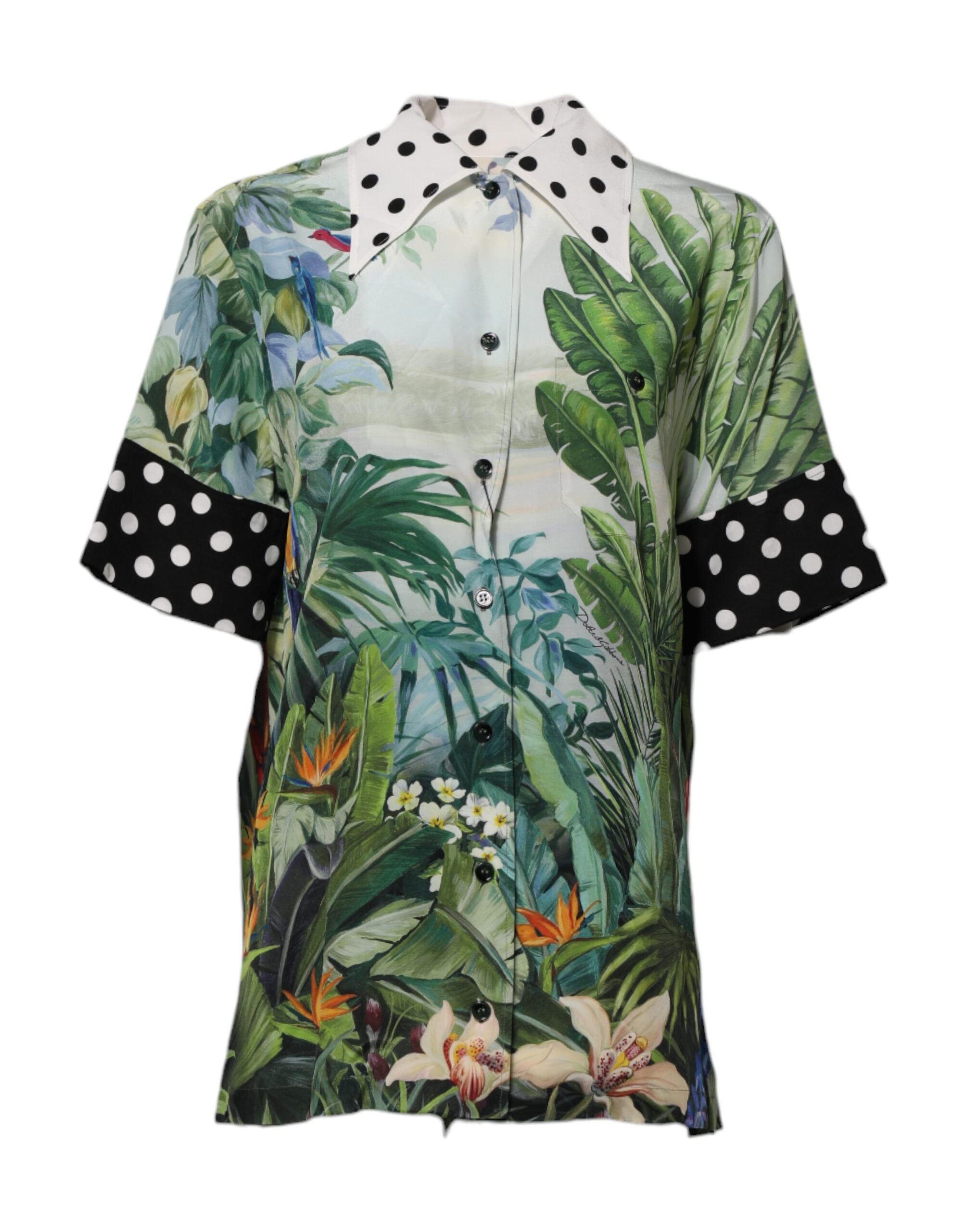 Dolce & Gabbana Multicolor Printed Silk Collared Shirt Top Dolce & Gabbana