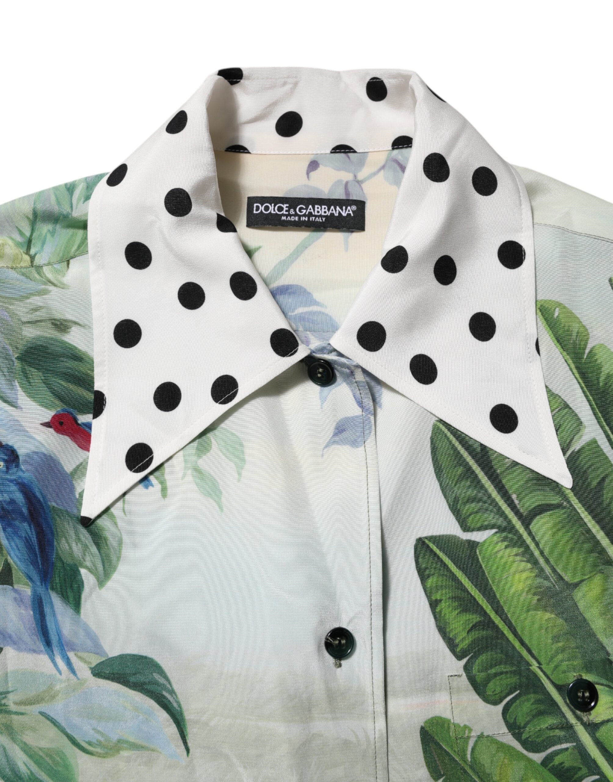 Dolce & Gabbana Multicolor Printed Silk Collared Shirt Top Dolce & Gabbana