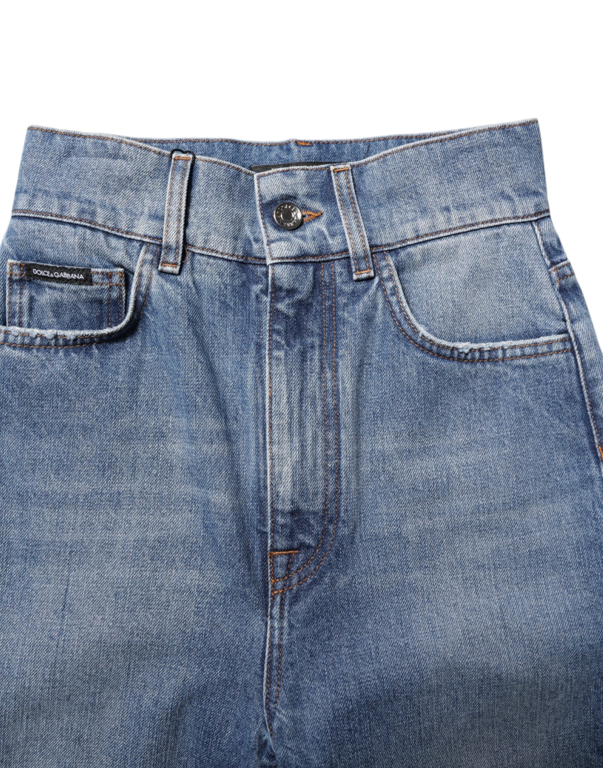 Dolce & Gabbana Blue Washed Skinny High Waist Denim Jeans Dolce & Gabbana