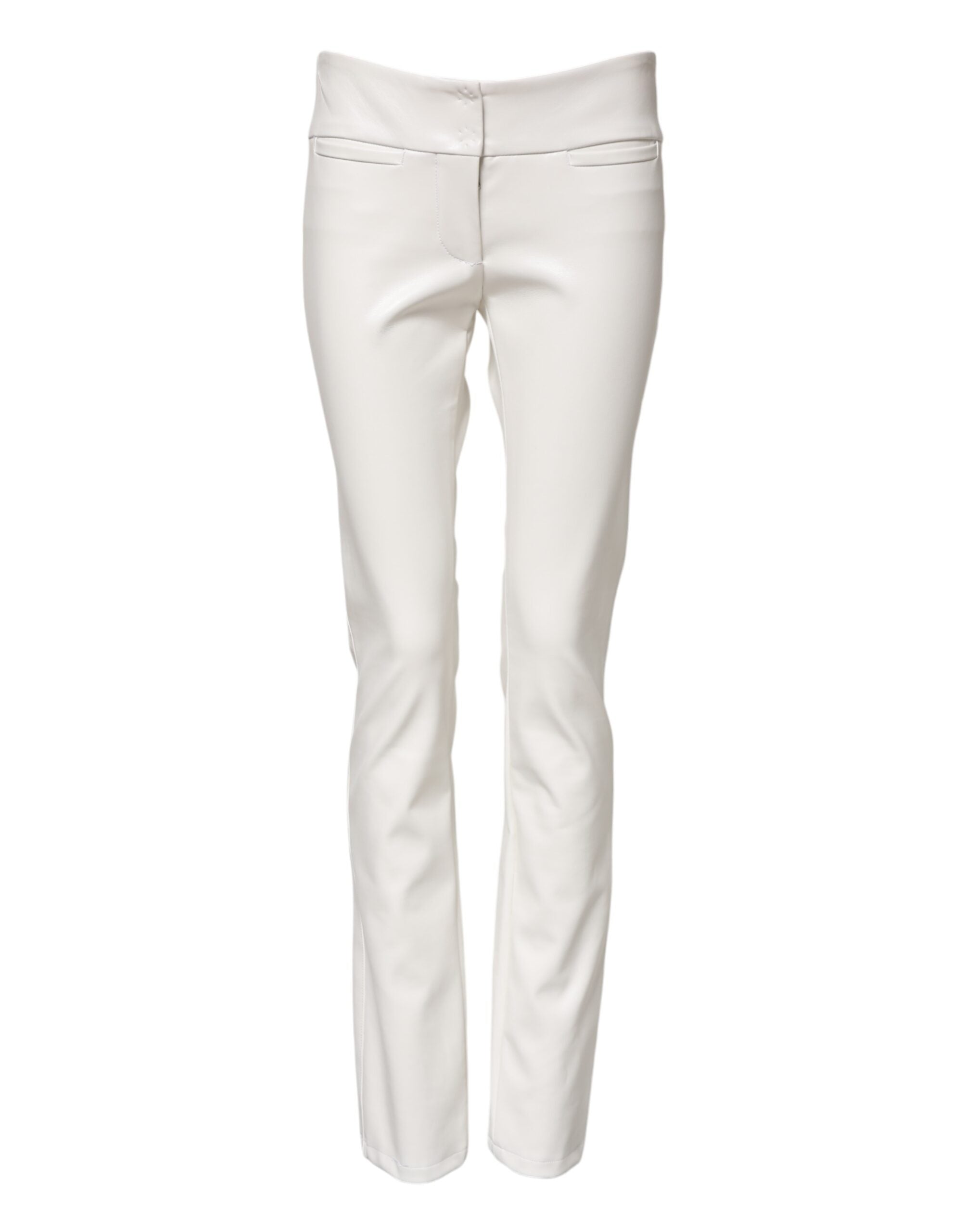 Dolce & Gabbana White Polyurethane High Waist Tapered Pants Dolce & Gabbana