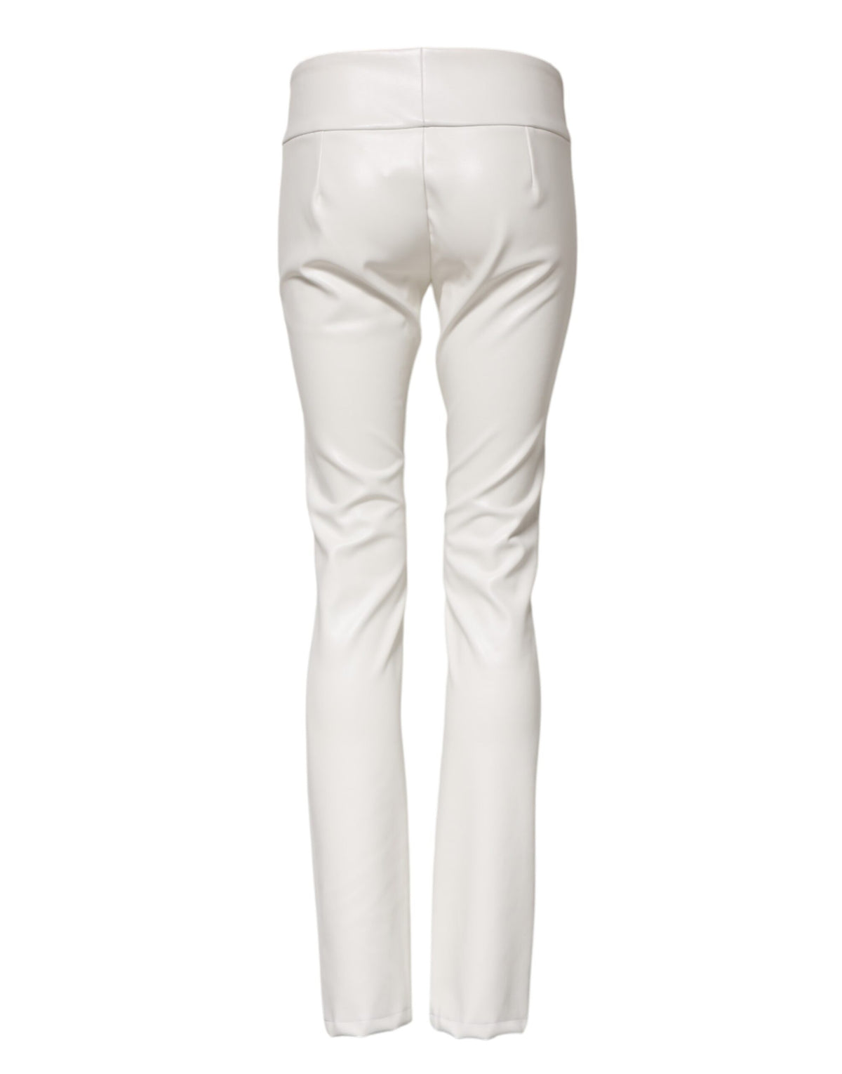 Dolce & Gabbana White Polyurethane High Waist Tapered Pants