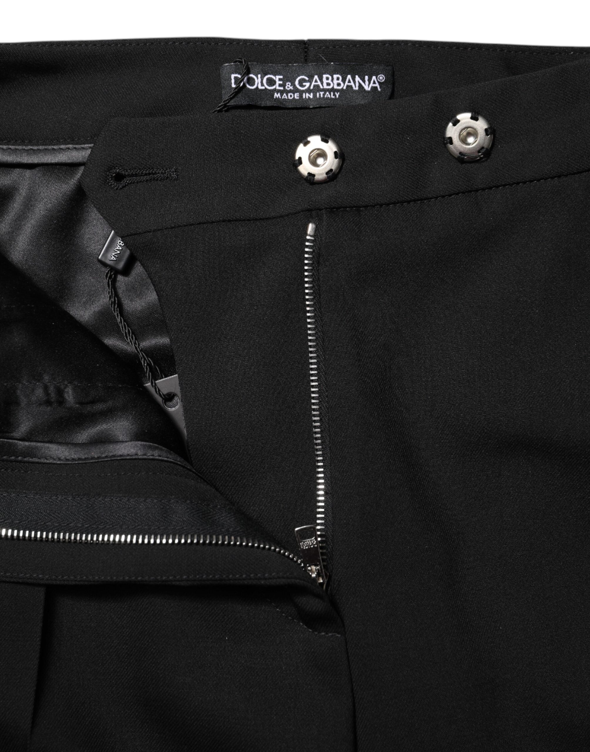 Dolce & Gabbana Black Wool High Waist Flared Pants Dolce & Gabbana