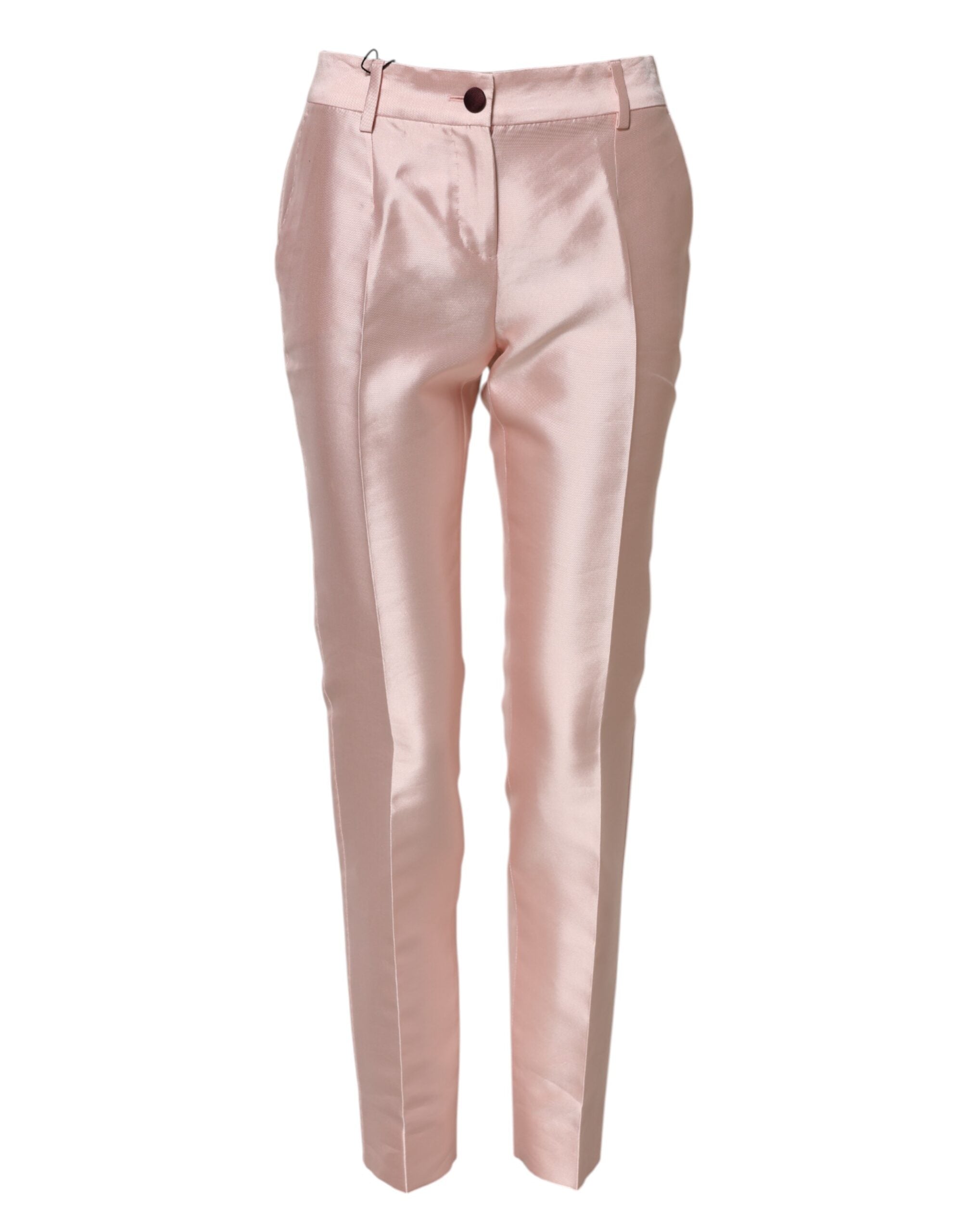Dolce & Gabbana Pink Satin High Waist Tapered Pants Dolce & Gabbana