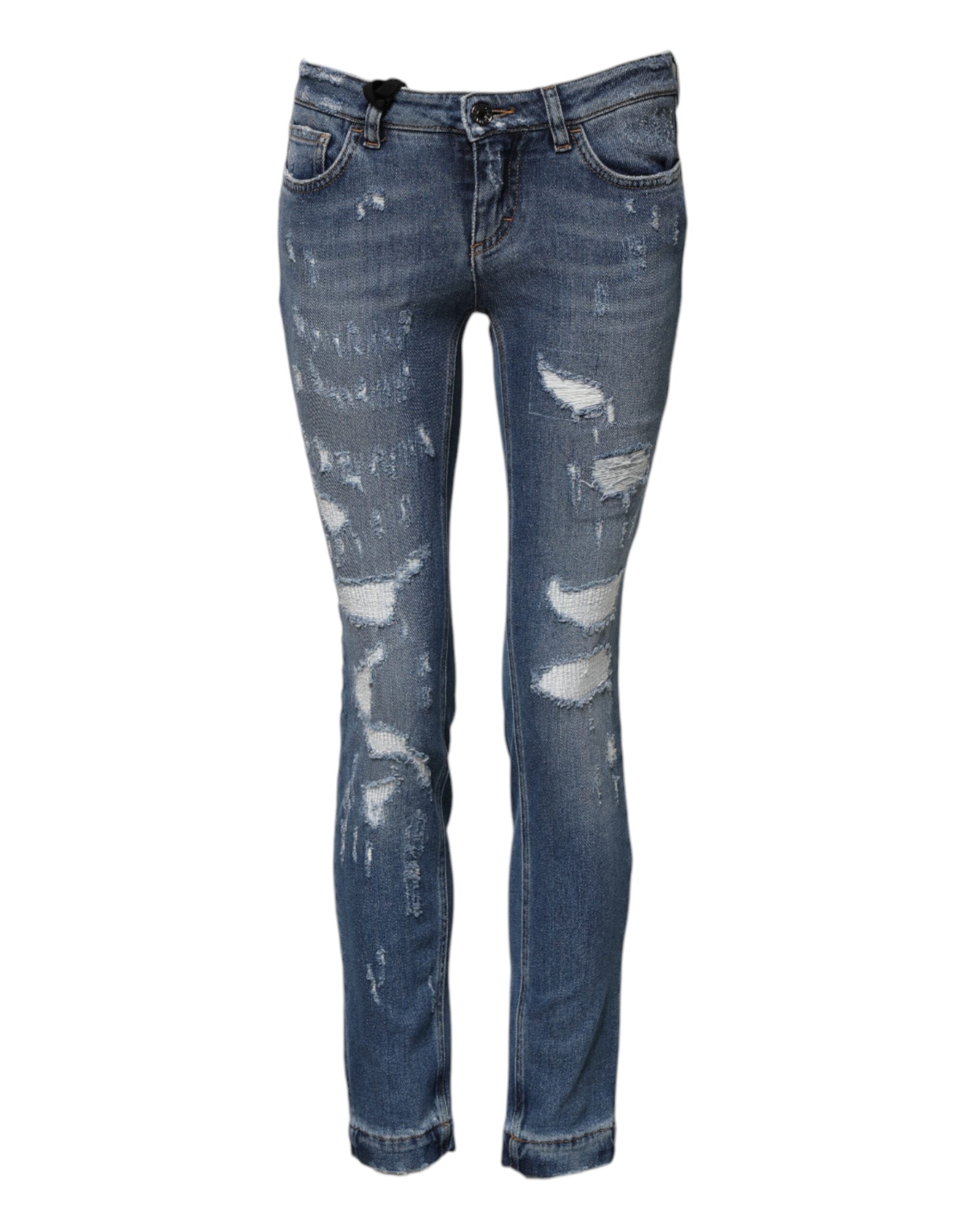 Dolce & Gabbana Blue PRETTY Tattered Skinny Denim Jeans Dolce & Gabbana
